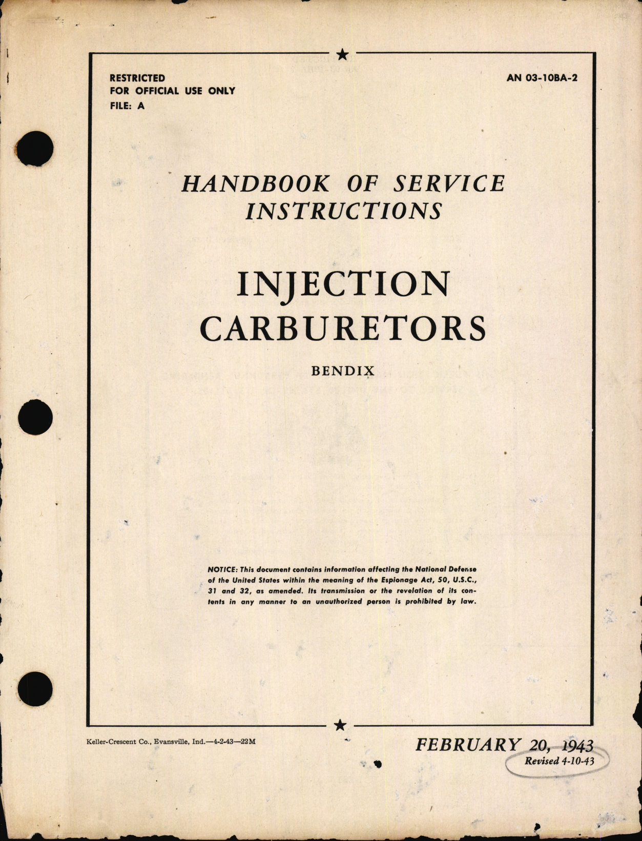 Sample page 1 from AirCorps Library document: Handbook of Service Instructions for Injection Carburetors