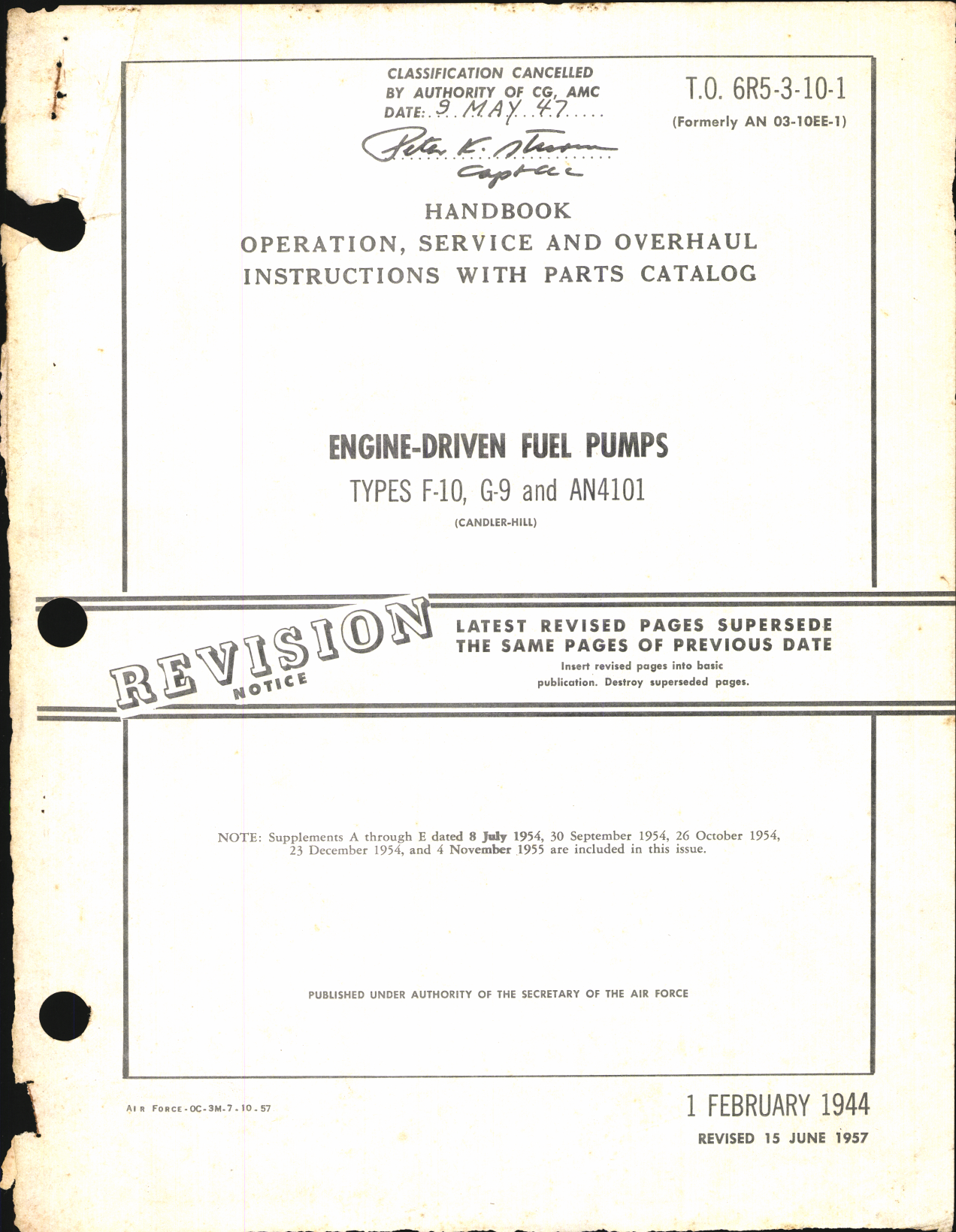 Sample page 1 from AirCorps Library document: Operation, Service, & Overhaul Inst w/ Parts Catalog for Engine-Driven Fuel Pumps