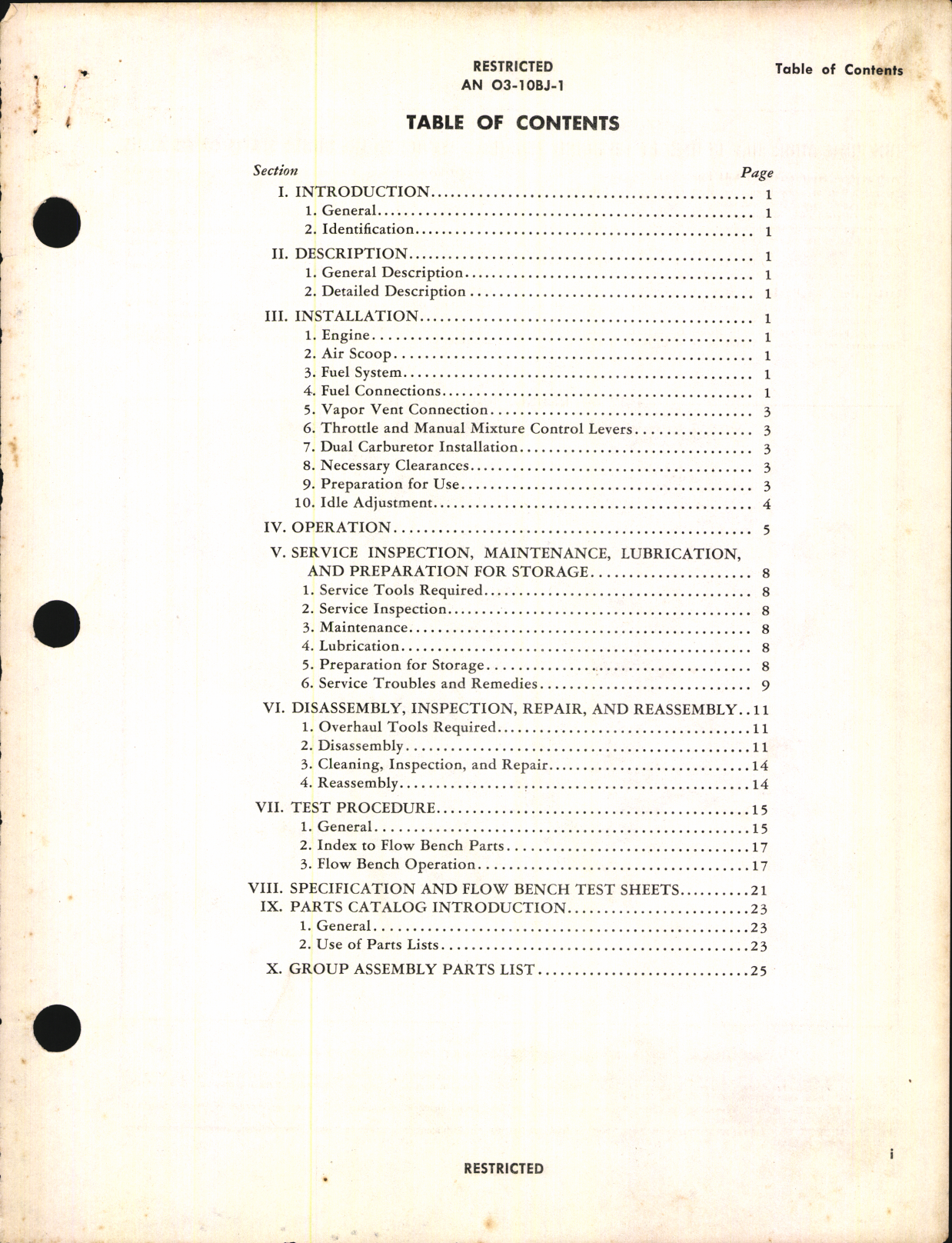 Sample page 1 from AirCorps Library document: Handbook of Instructions with Parts Catalog for Type PS-5C Injection Carburetor