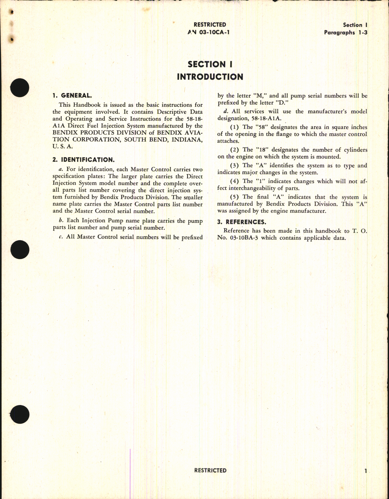Sample page 5 from AirCorps Library document: Handbook of Instructions with Parts Catalog for Direct Fuel Injection System Model 58-18-A1A