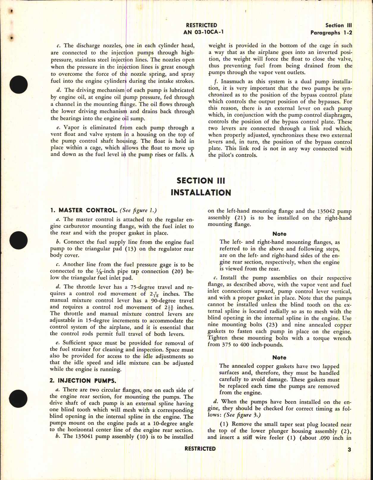 Sample page 7 from AirCorps Library document: Handbook of Instructions with Parts Catalog for Direct Fuel Injection System Model 58-18-A1A