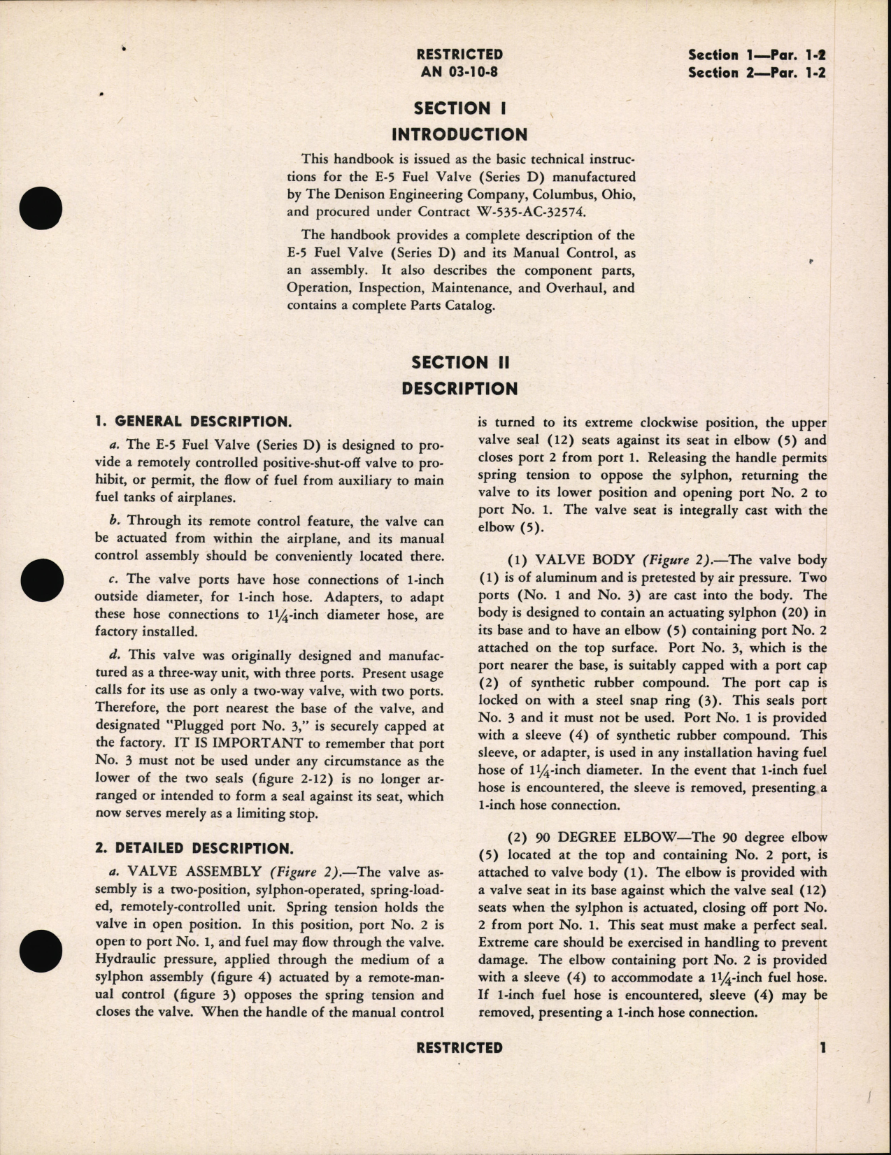 Sample page 5 from AirCorps Library document: Handbook of Instructions with Parts Catalog for Type E-5 (Series D) Fuel Valve
