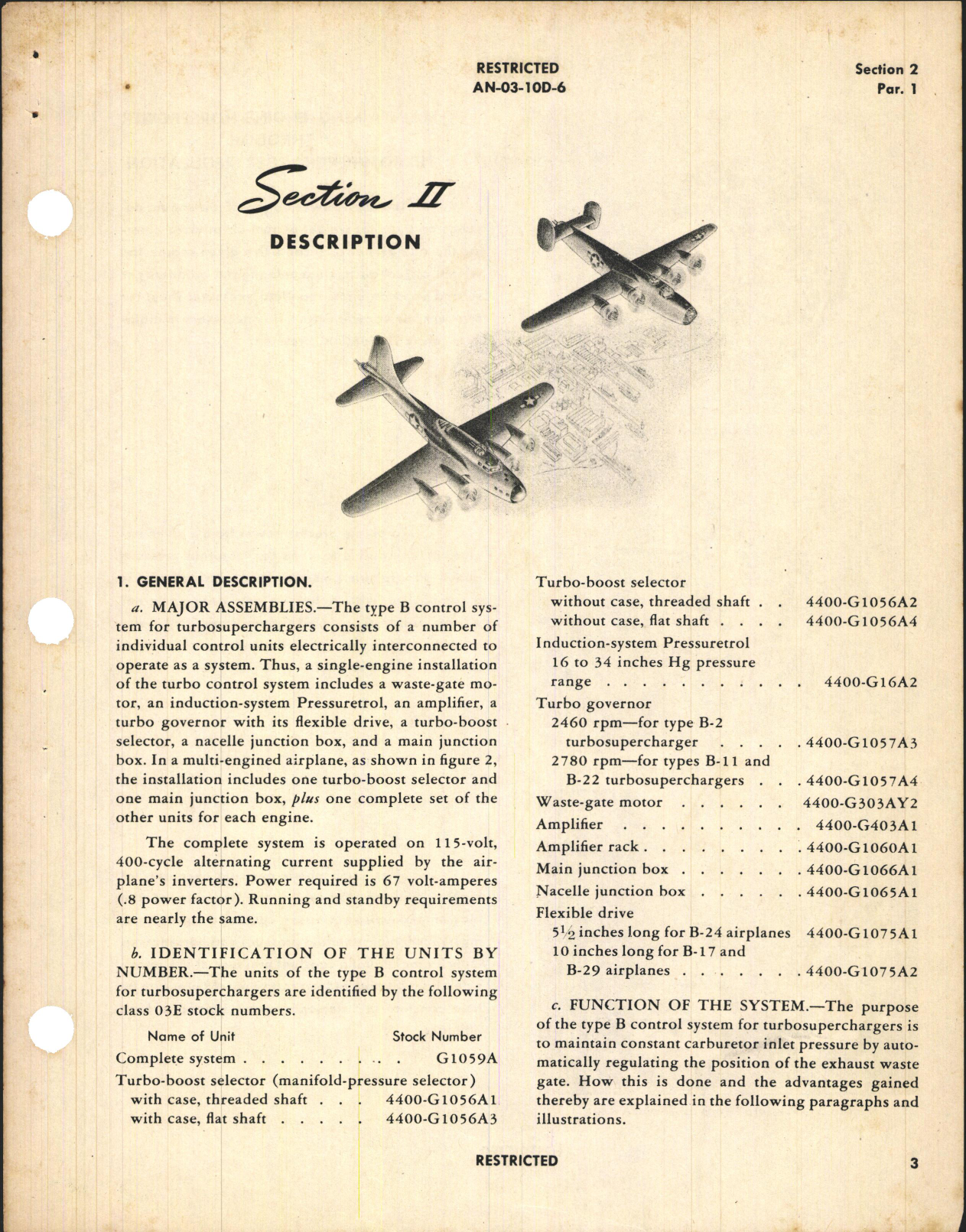 Sample page 7 from AirCorps Library document: Operation and Service Instructions for Type B Electronic Control System for Turbosuperchargers