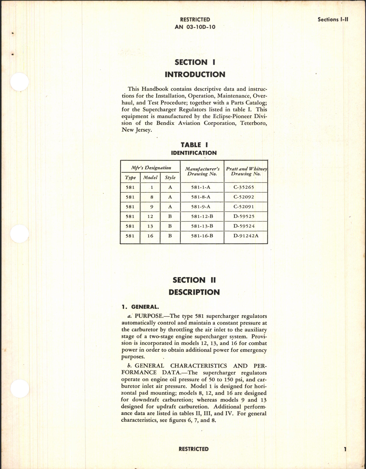 Sample page 5 from AirCorps Library document: Operation, Service, & Overhaul Instructions with Parts Catalog for Supercharger Regulator Type 581