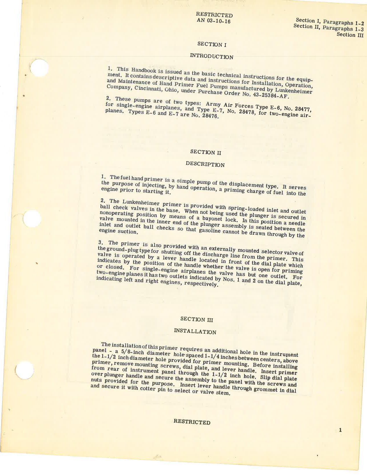 Sample page 7 from AirCorps Library document: Handbook of Instructions with Parts Catalog for Types E-6 and E-7 Hand Primer Fuel Pumps