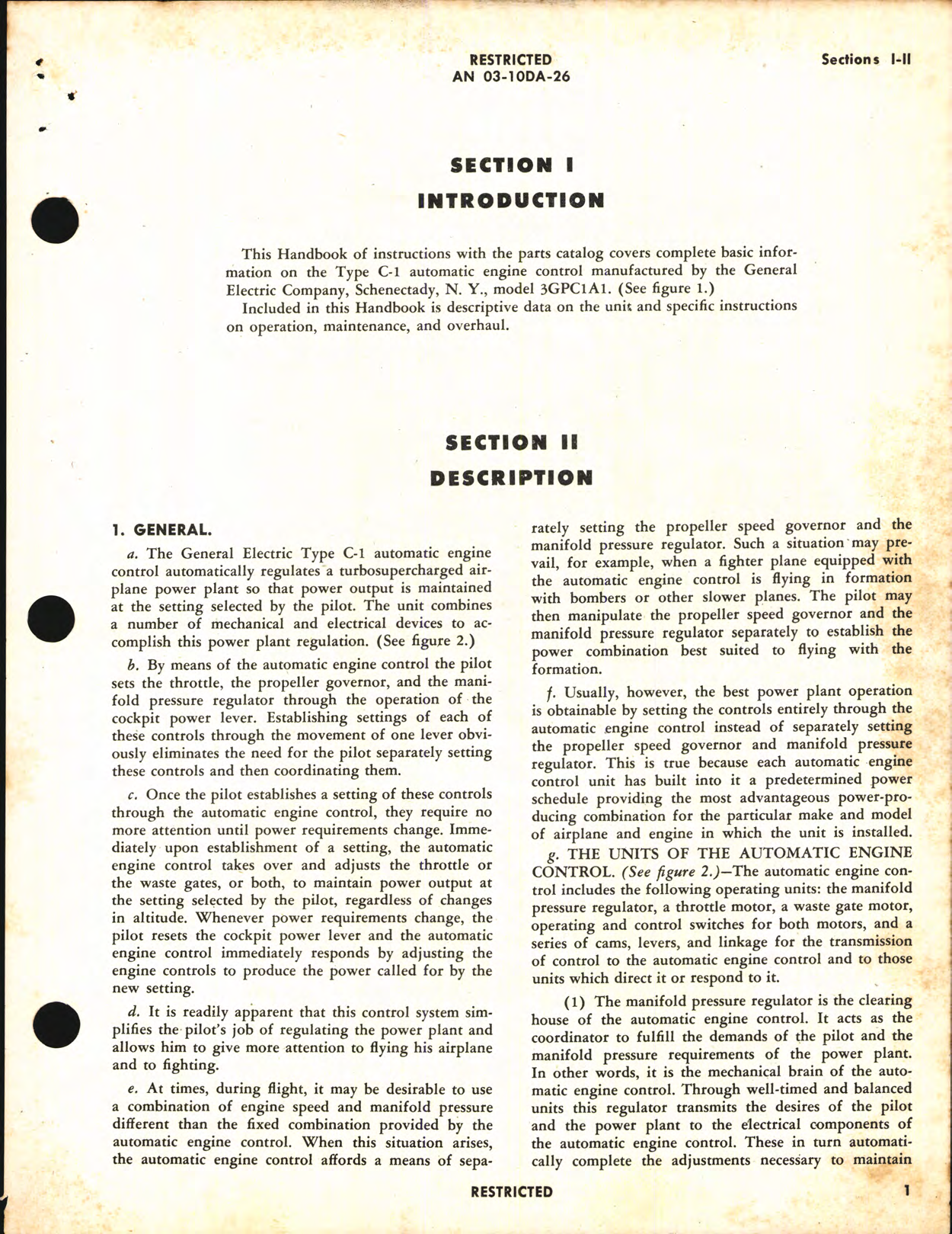 Sample page 5 from AirCorps Library document: Operation, Service, & Overhaul Instructions with Parts Catalog for Automatic Engine Control Type C-1 Model 3GPC1A1