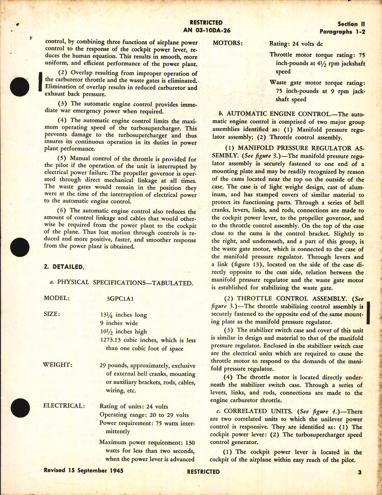 Sample page 7 from AirCorps Library document: Operation, Service, & Overhaul Instructions with Parts Catalog for Automatic Engine Control Type C-1 Model 3GPC1A1