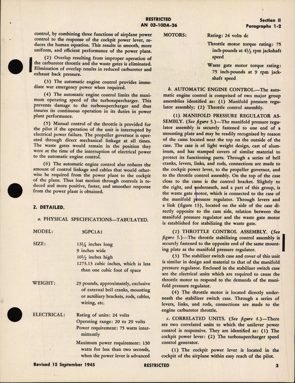 Sample page 7 from AirCorps Library document: Operation, Service, & Overhaul Instructions with Parts Catalog for Automatic Engine Control Type C-1 Model 3GPC1A1