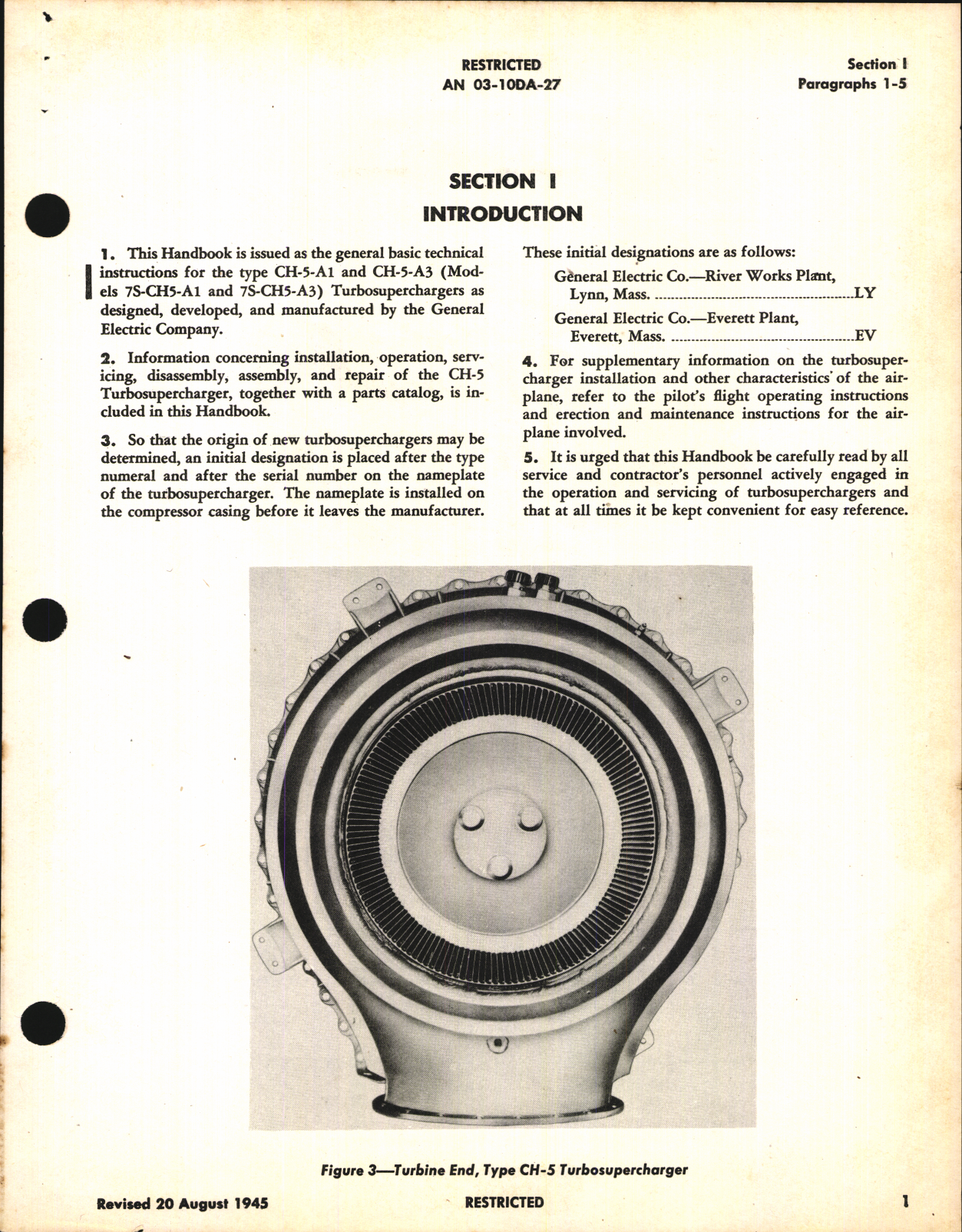 Sample page 5 from AirCorps Library document: Operation, Service, & Overhaul Instructions with Parts Catalog for Turbosuperchargers CH-5 Series