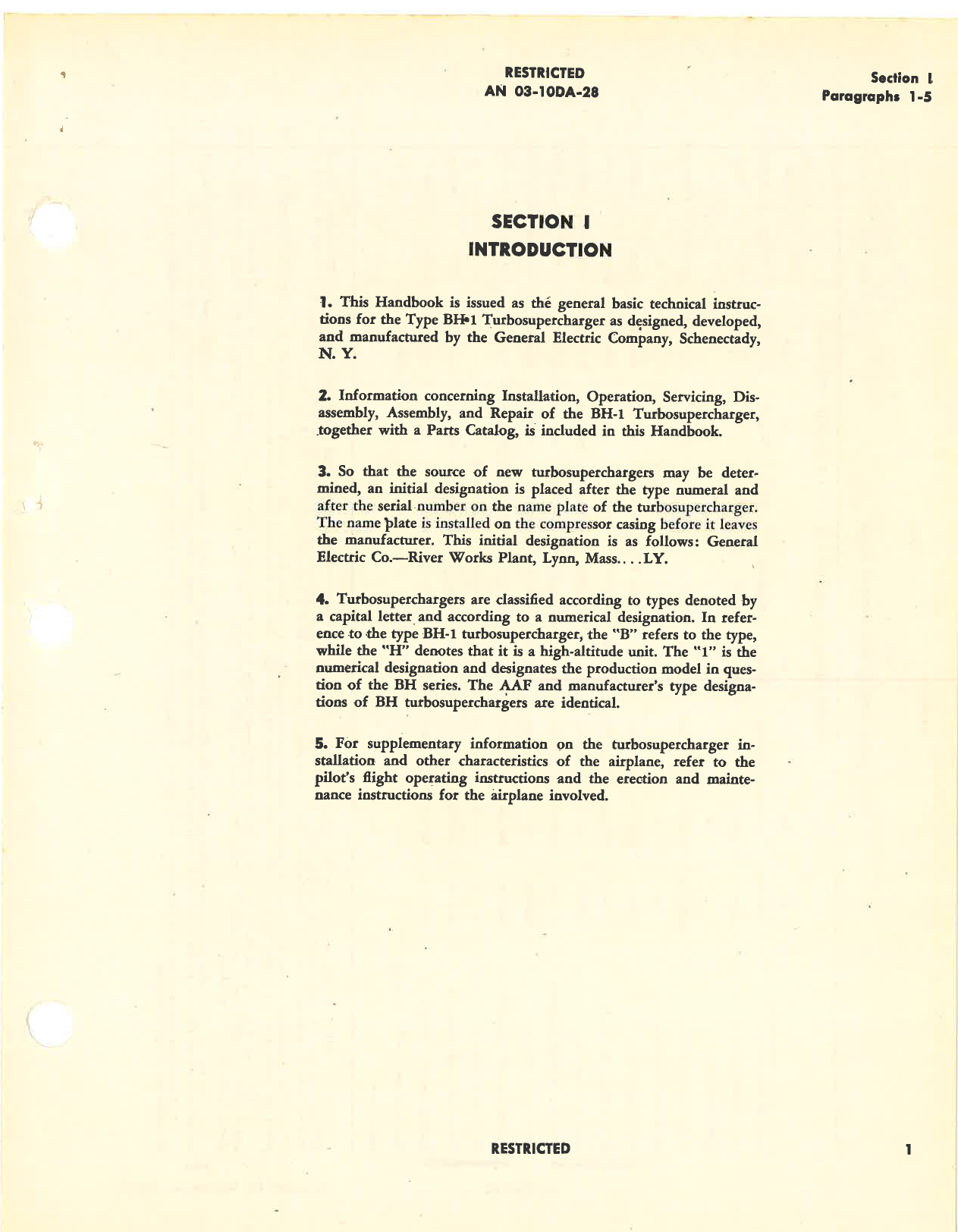 Sample page 5 from AirCorps Library document: Operation, Service, & Overhaul Instructions with Parts Catalog for Turbosuperchargers Type BH-1