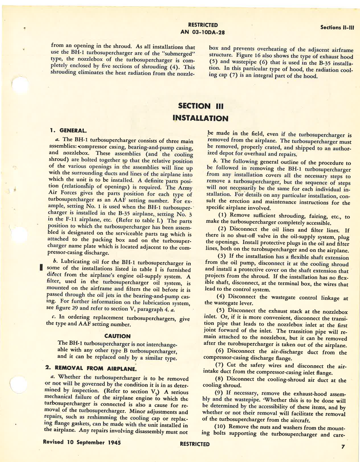 Sample page 7 from AirCorps Library document: Operation, Service, & Overhaul Instructions with Parts Catalog for Turbosuperchargers Type BH-1