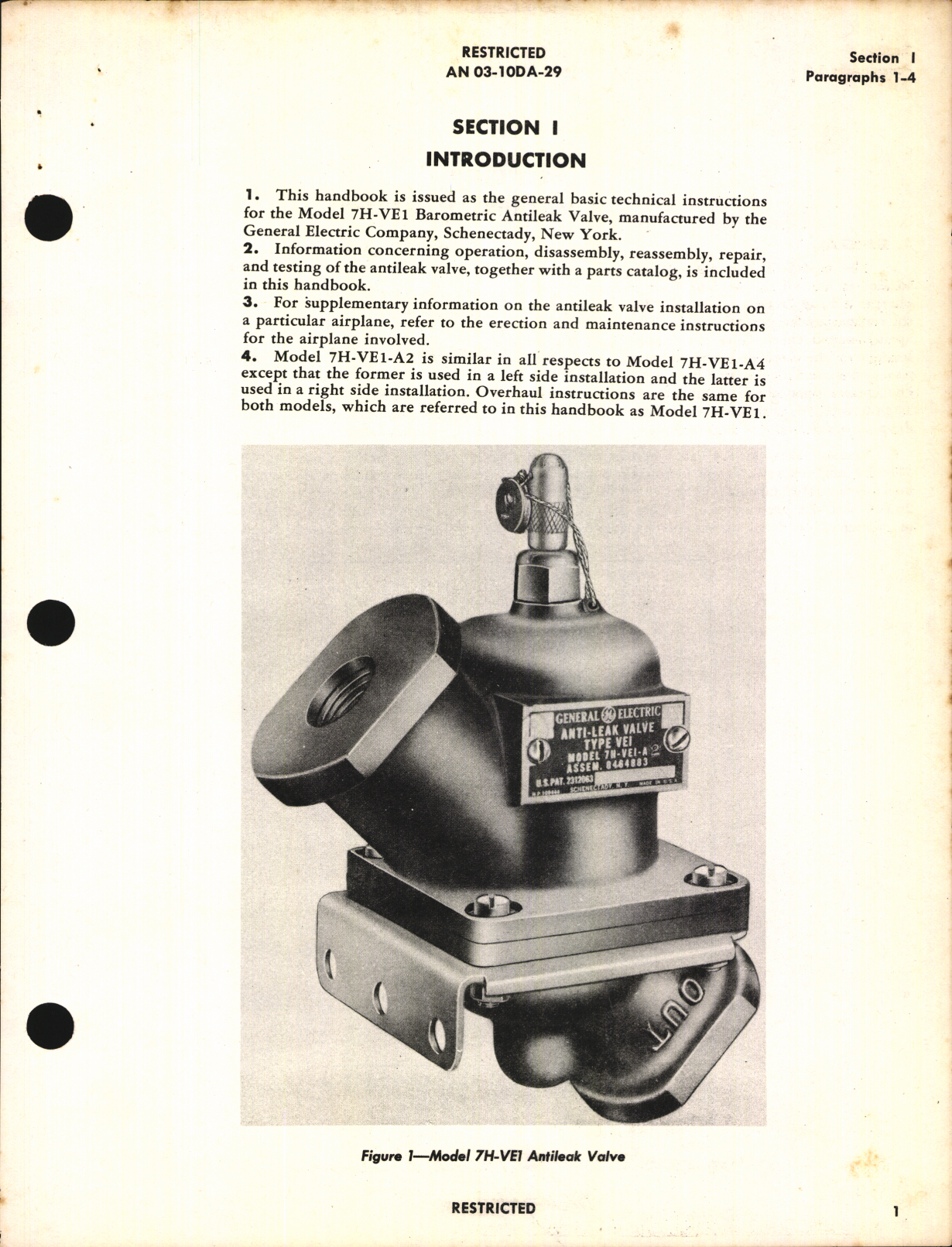 Sample page 5 from AirCorps Library document: Overhaul Instructions with Parts Catalog for Model 7H-VE1 Barometric Antileak Valve