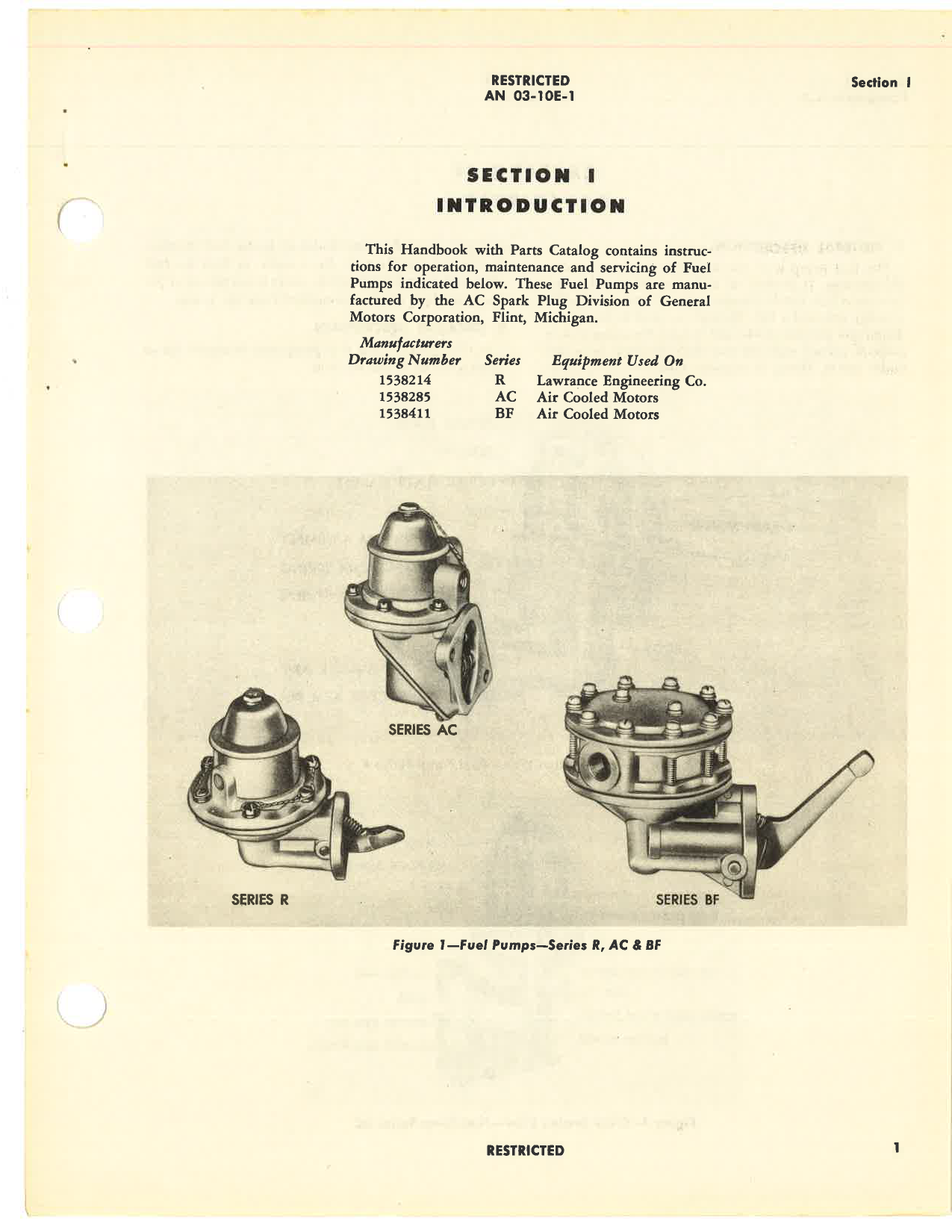 Sample page 5 from AirCorps Library document: Handbook of Instructions with Parts Catalog for Types AC, BF, and R Fuel Pumps