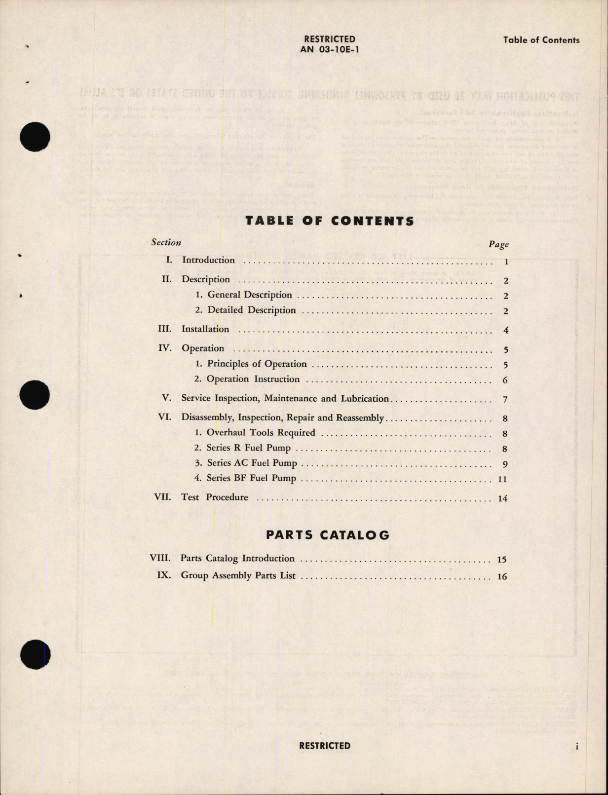 Sample page 7 from AirCorps Library document: Operation, Service, & Overhaul Instructions with Parts Catalog for Fuel Pumps Types AC, BF, and R