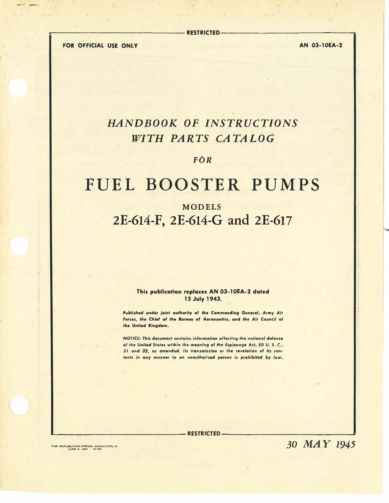 Sample page 5 from AirCorps Library document: Operation, Service, & Overhaul Instructions with Parts Catalog for Fuel Booster Pumps