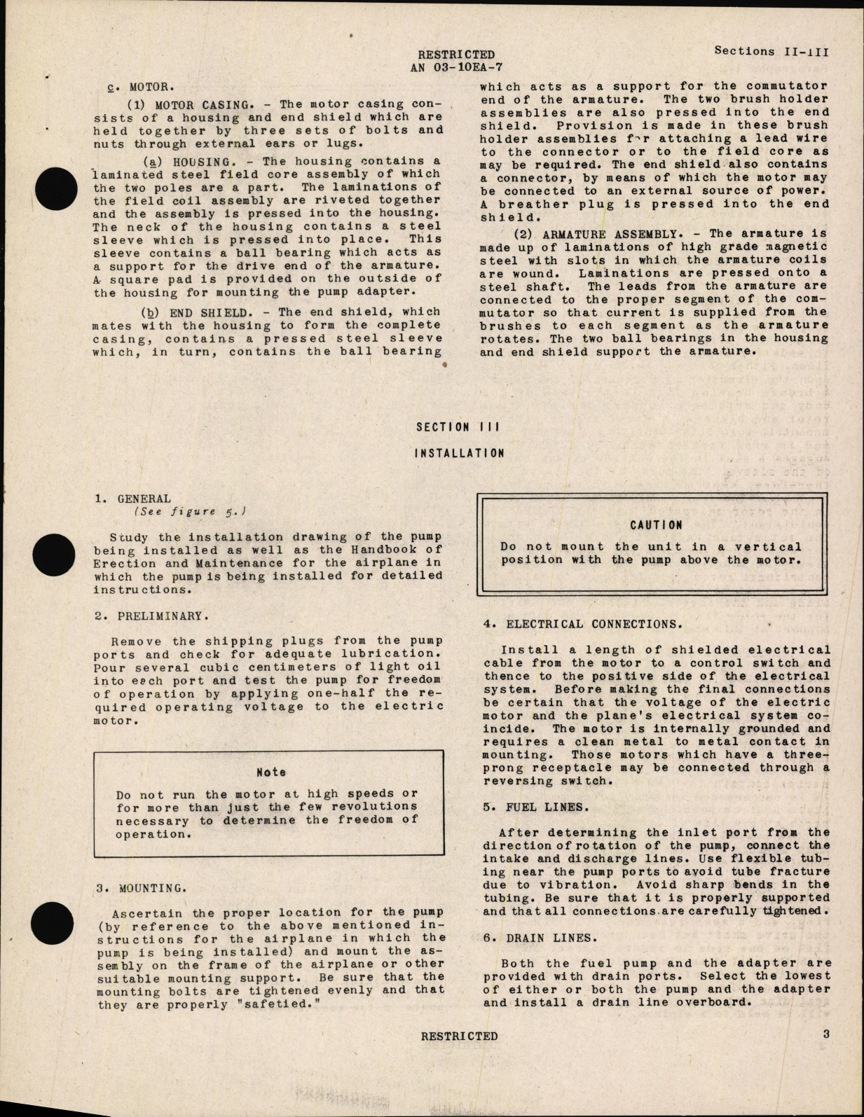 Sample page 7 from AirCorps Library document: Handbook of Instructions with Parts Catalog for Type F-7 Electric Motor Driven Fuel Pumps