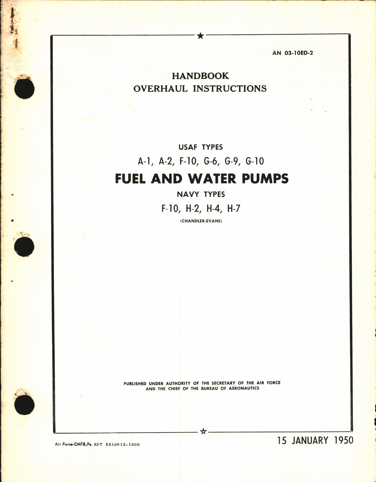 Sample page 1 from AirCorps Library document: Overhaul Instructions for Fuel and Water Pumps