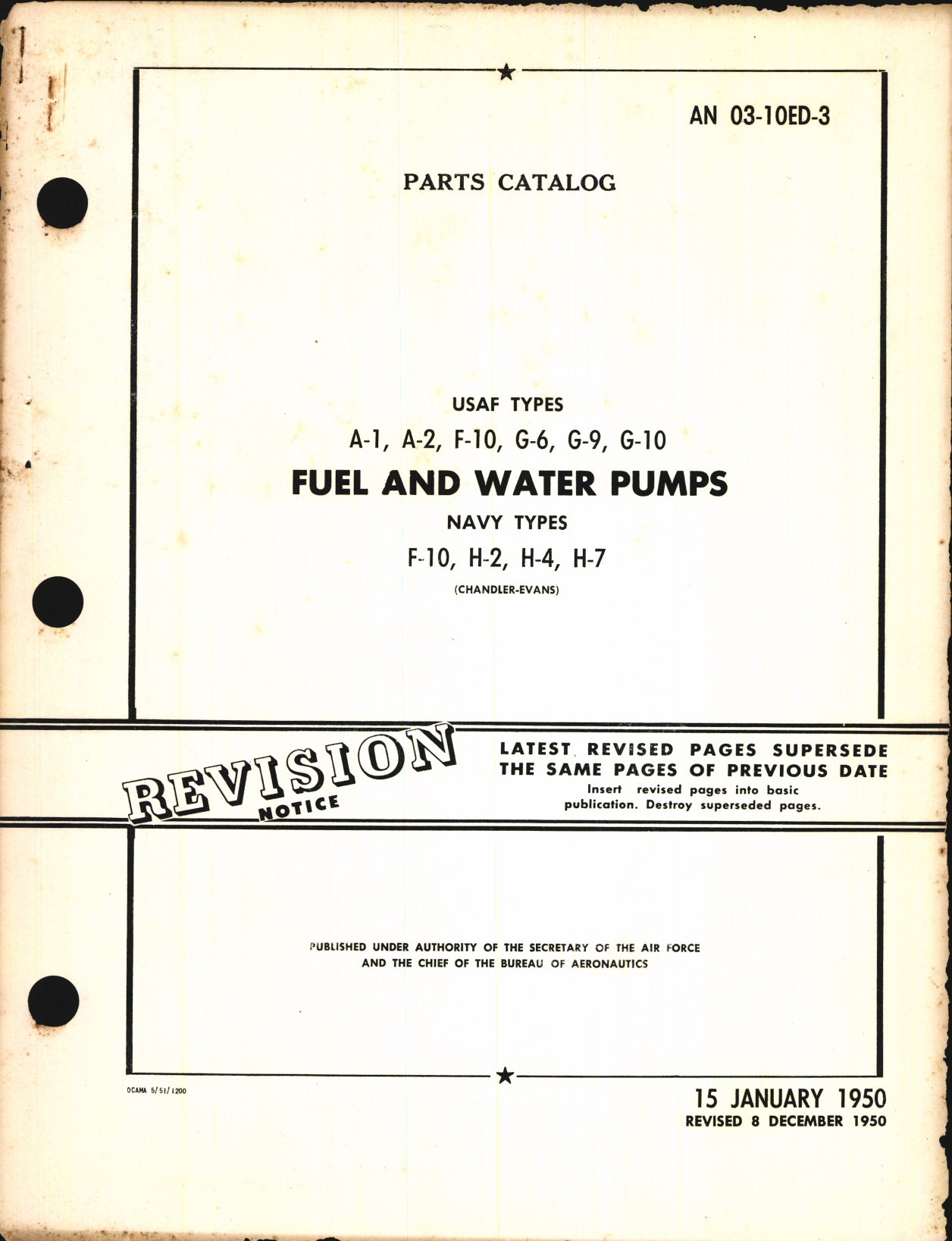Sample page 1 from AirCorps Library document: Parts Catalog for Fuel and Water Pumps