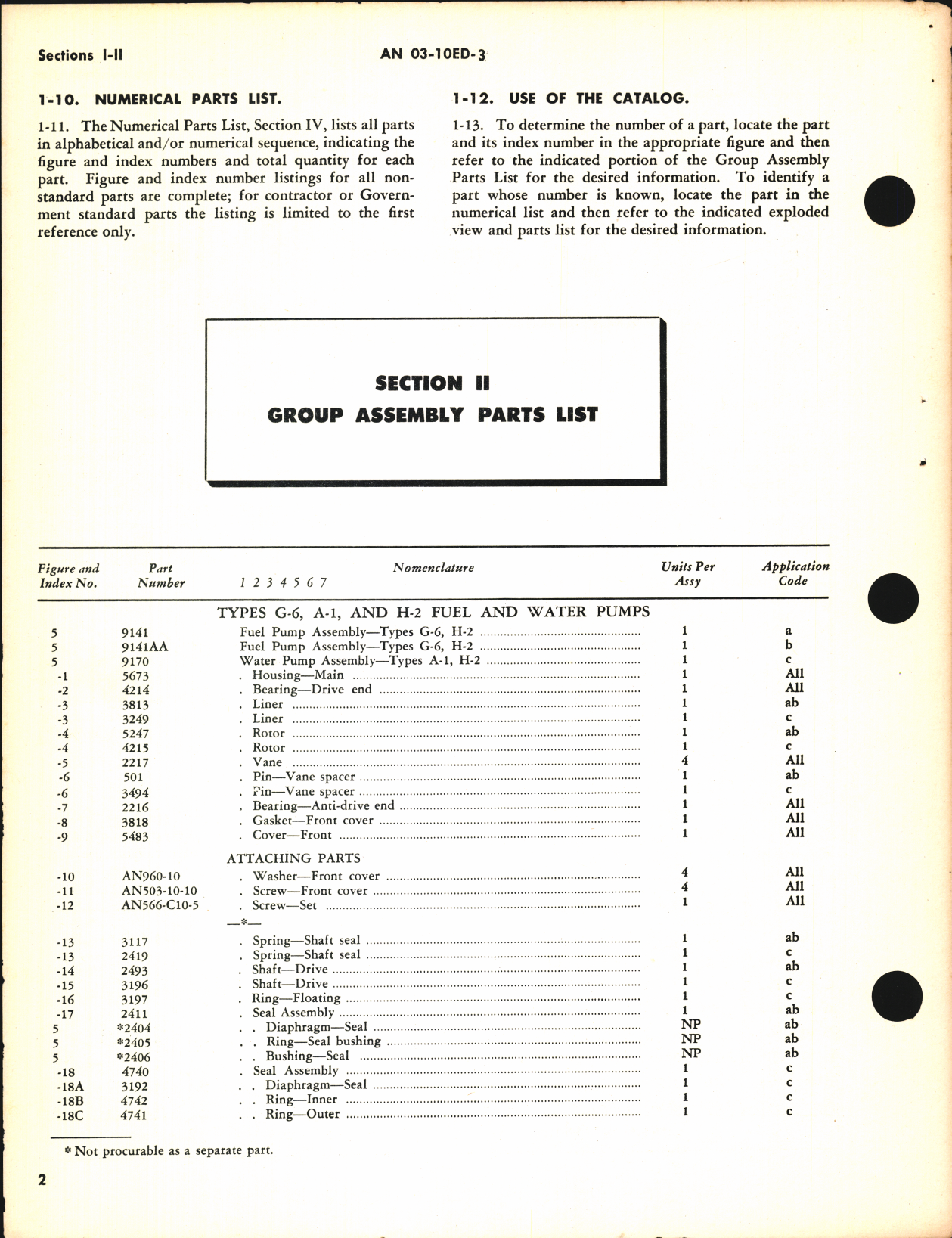 Sample page 6 from AirCorps Library document: Parts Catalog for Fuel and Water Pumps