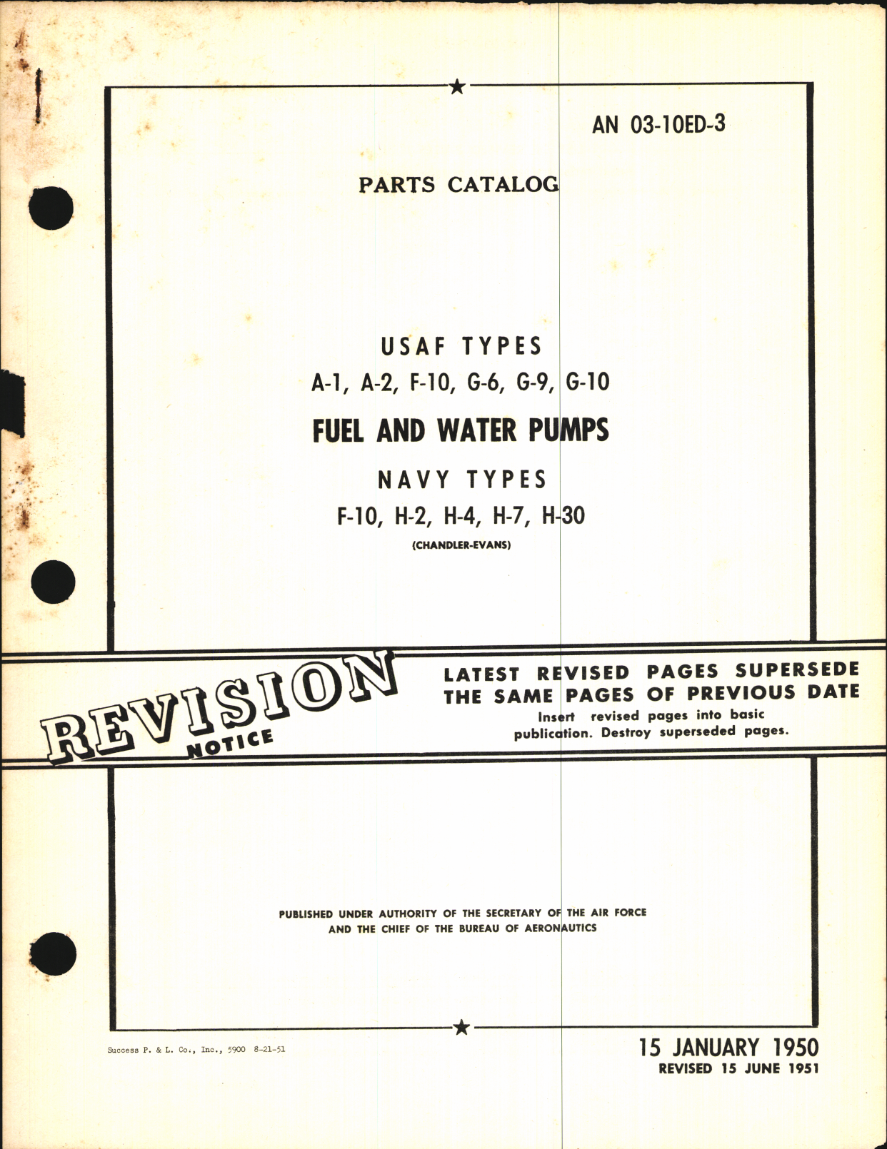 Sample page 1 from AirCorps Library document: Parts Catalog for Fuel and Water Pumps
