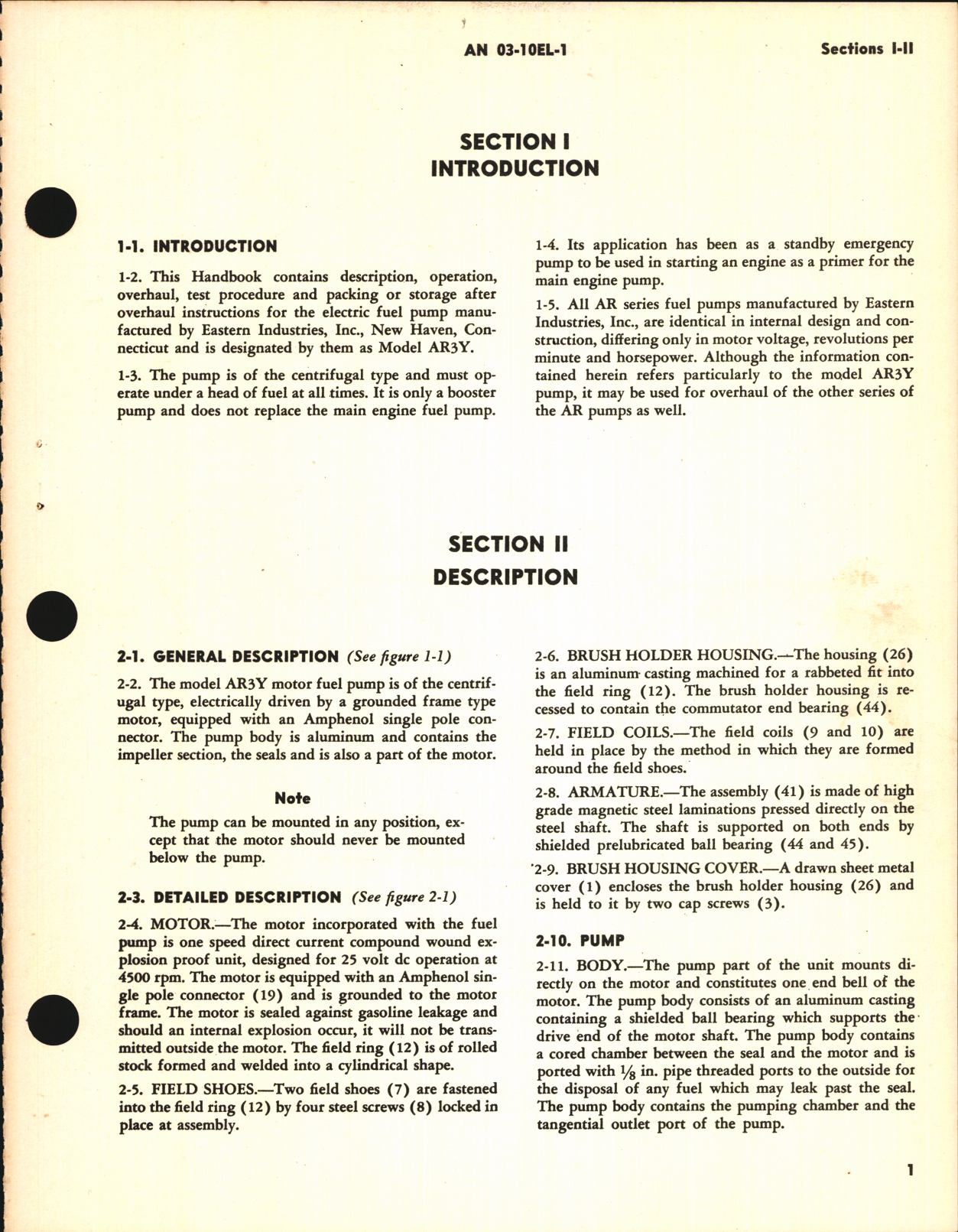 Sample page 5 from AirCorps Library document: Overhaul Instructions for Electric Fuel Pump Model AR3Y