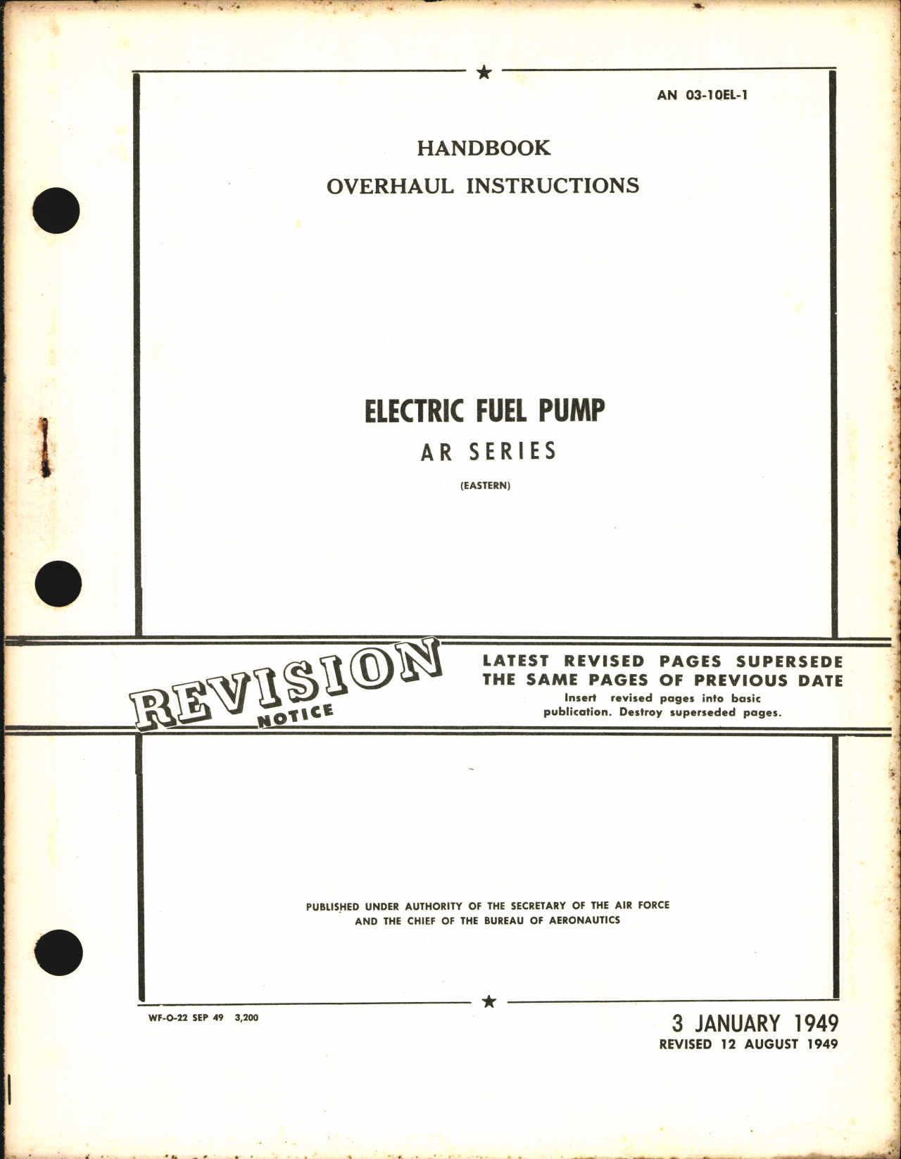 Sample page 1 from AirCorps Library document: Overhaul Instructions for Electric Fuel Pump AR Series