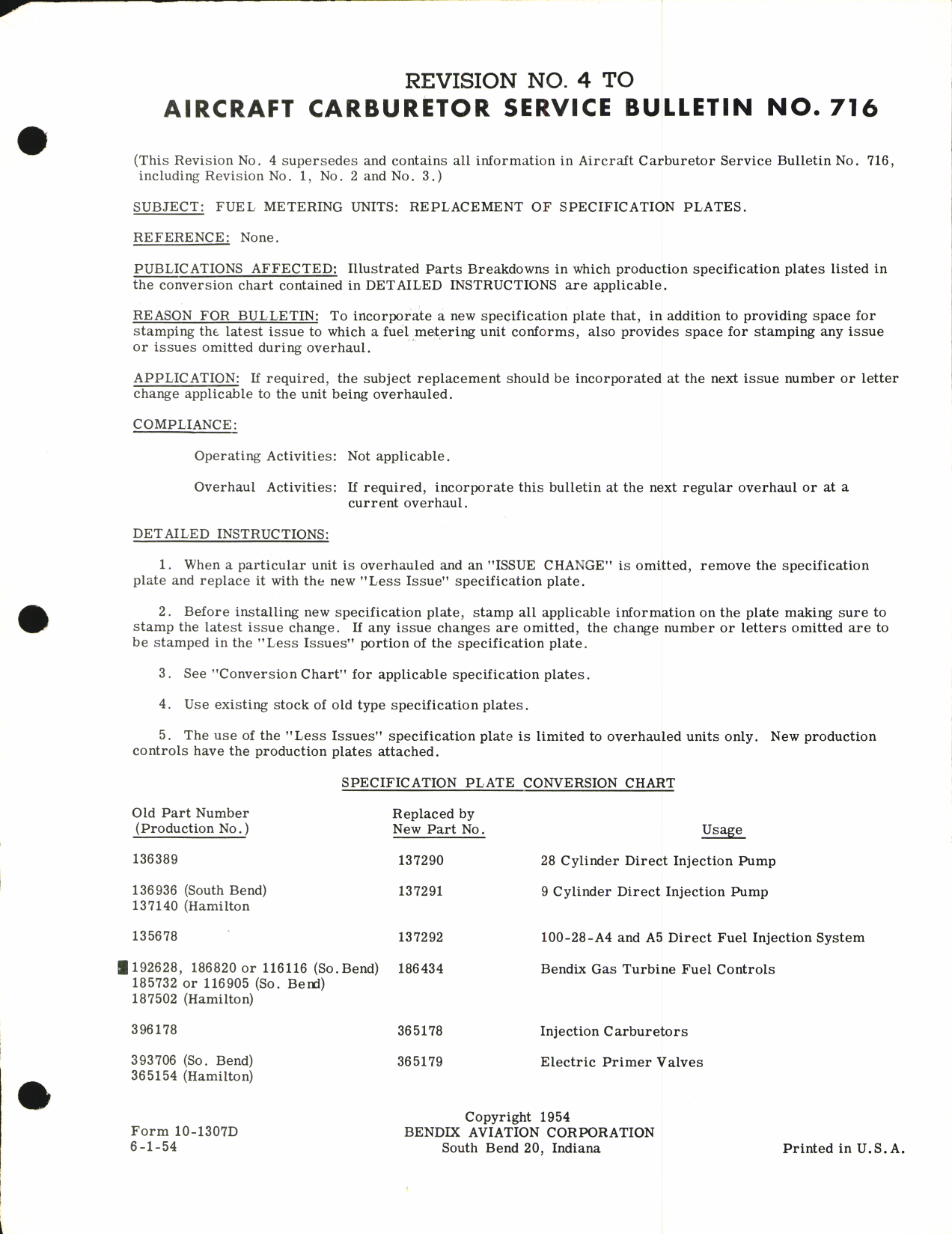 Sample page 1 from AirCorps Library document: Replacement of Specification Plates on Fuel Metering Units