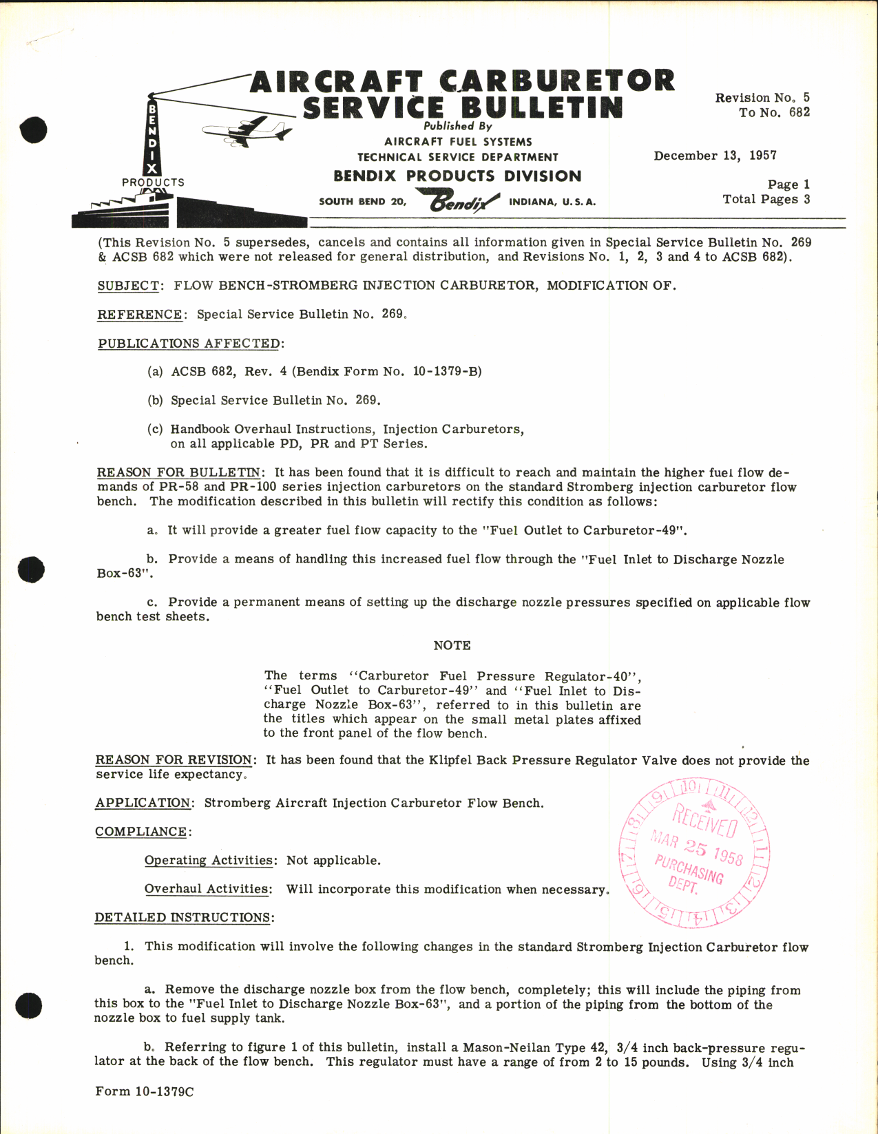 Sample page 1 from AirCorps Library document: Modification of Flow Bench Stromberg Injection Carburetor