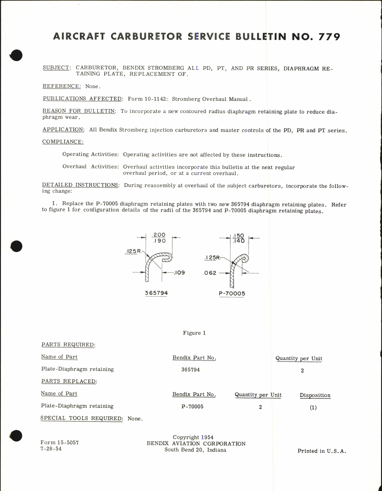 Sample page 1 from AirCorps Library document: Replacement of Diaphragm Retaining Plate on Bendix-Stromberg Carburetor