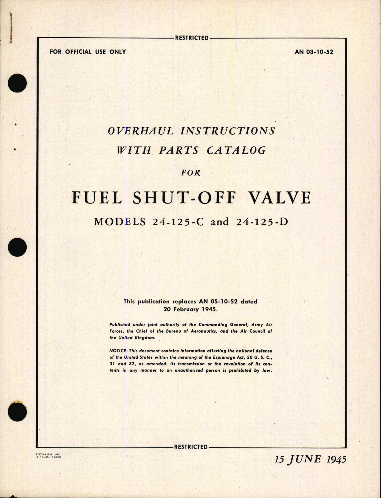 Sample page 5 from AirCorps Library document: Overhaul Instructions with Parts Catalog for Fuel Shut-Off Valve