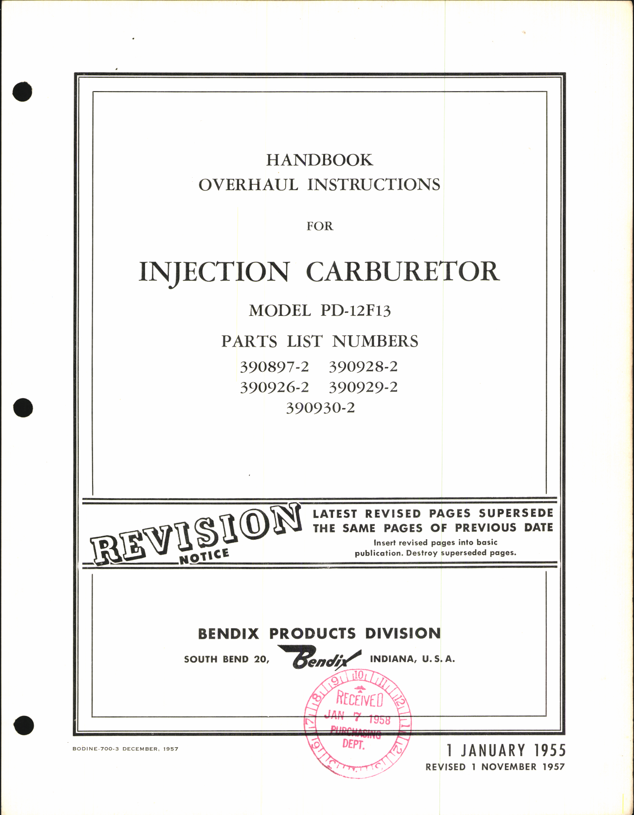 Sample page 5 from AirCorps Library document: Service Manual for Stromberg Injection Carburetor Model PD-12F13