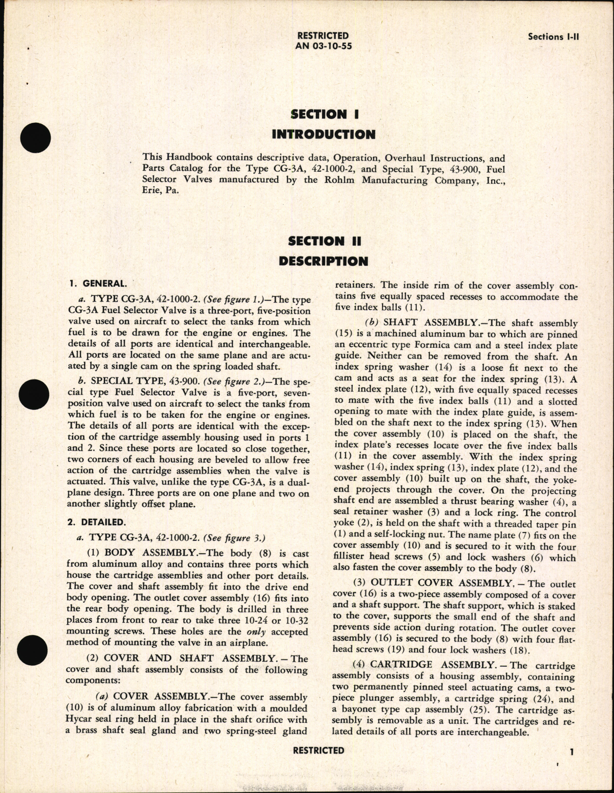 Sample page 5 from AirCorps Library document: Overhaul Instructions with Parts Catalog for Type CG-3A (42-1000-2) and Special Type 43-900 Fuel Selector Valves