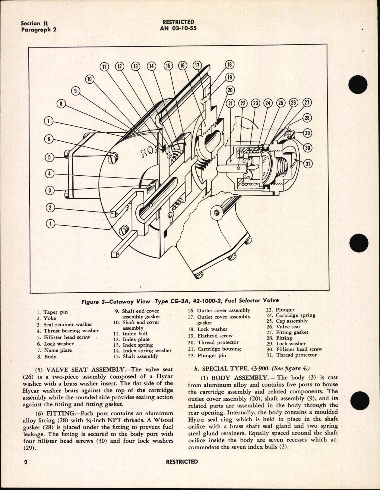 Sample page 6 from AirCorps Library document: Overhaul Instructions with Parts Catalog for Type CG-3A (42-1000-2) and Special Type 43-900 Fuel Selector Valves