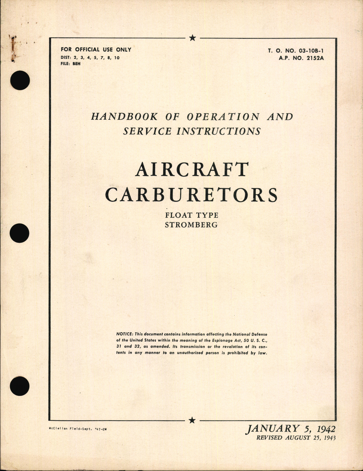 Sample page 1 from AirCorps Library document: Handbook of Operation and Service Instructions for Float Type Aircraft Carburetors