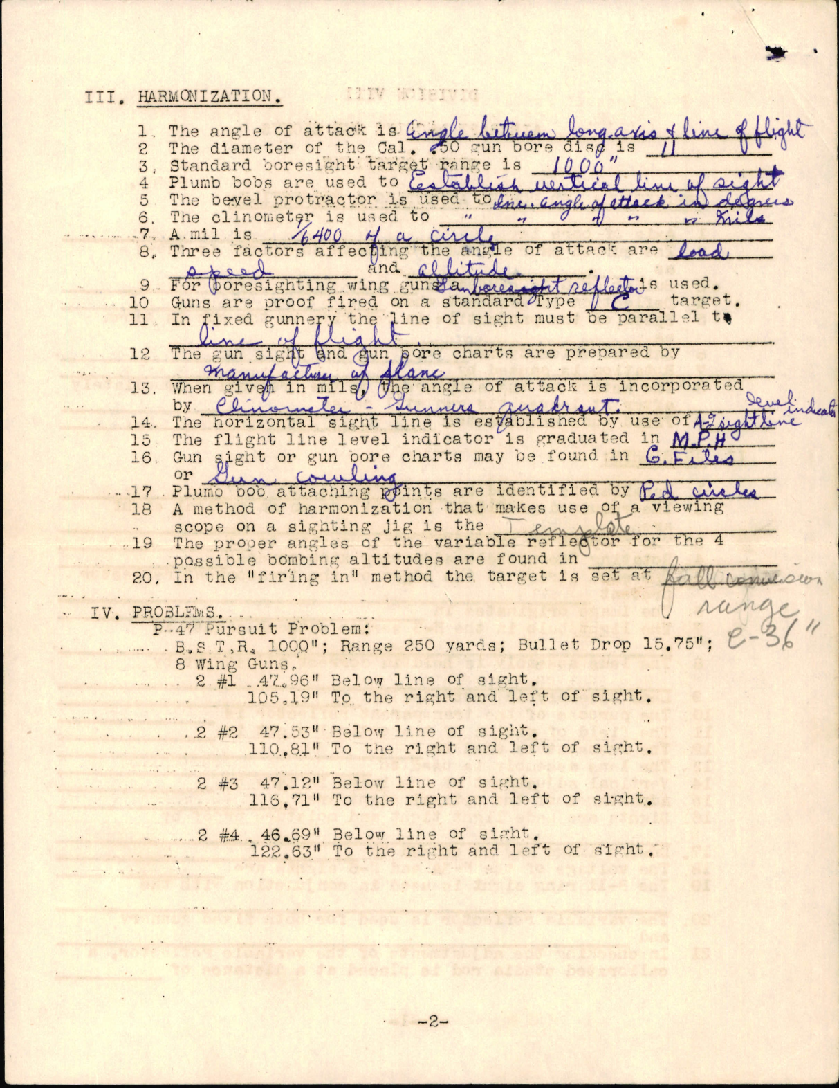 Sample page 2 from AirCorps Library document: Aircraft Machine Gun Sights Study Questions