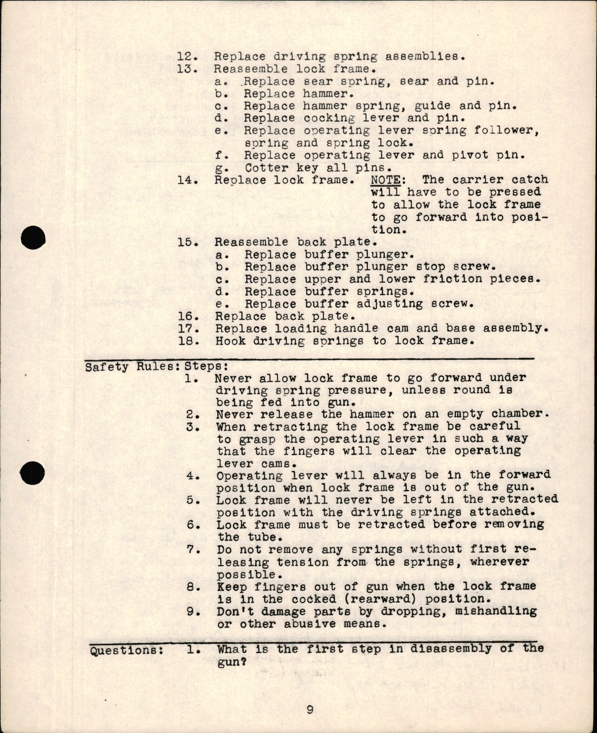 Sample page 7 from AirCorps Library document: Airplane Armorer - M9 Gun