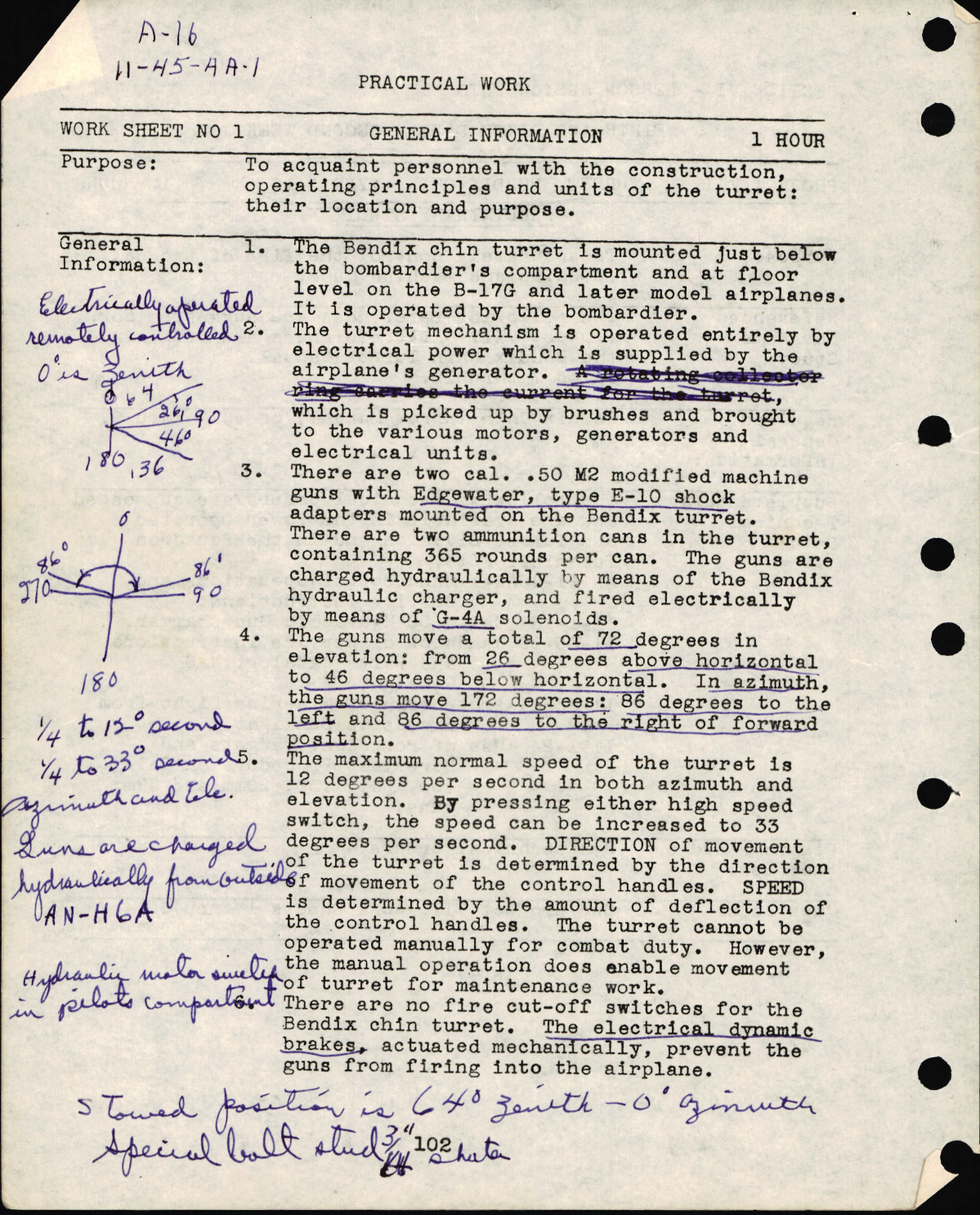 Sample page 2 from AirCorps Library document: Lesson Assignments for Turret, Bendix Chin, Type A-16