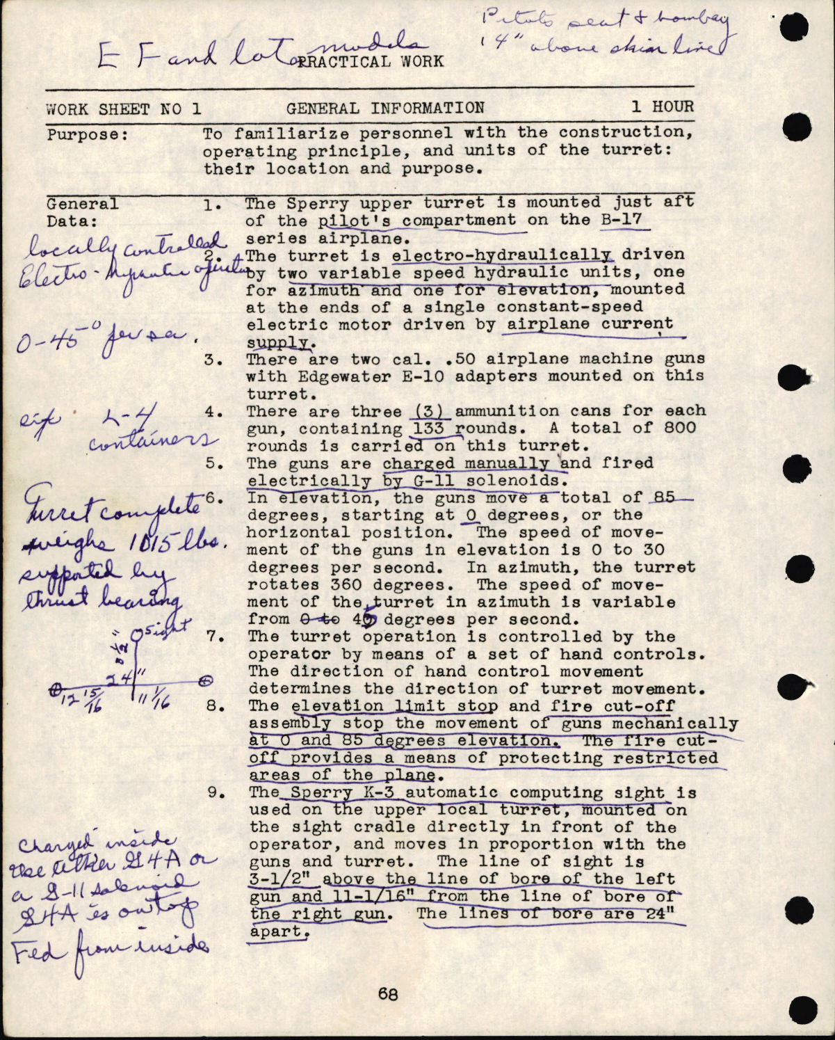 Sample page 2 from AirCorps Library document: Lesson Assignments for Turret, Sperry Upper Local Type A-1