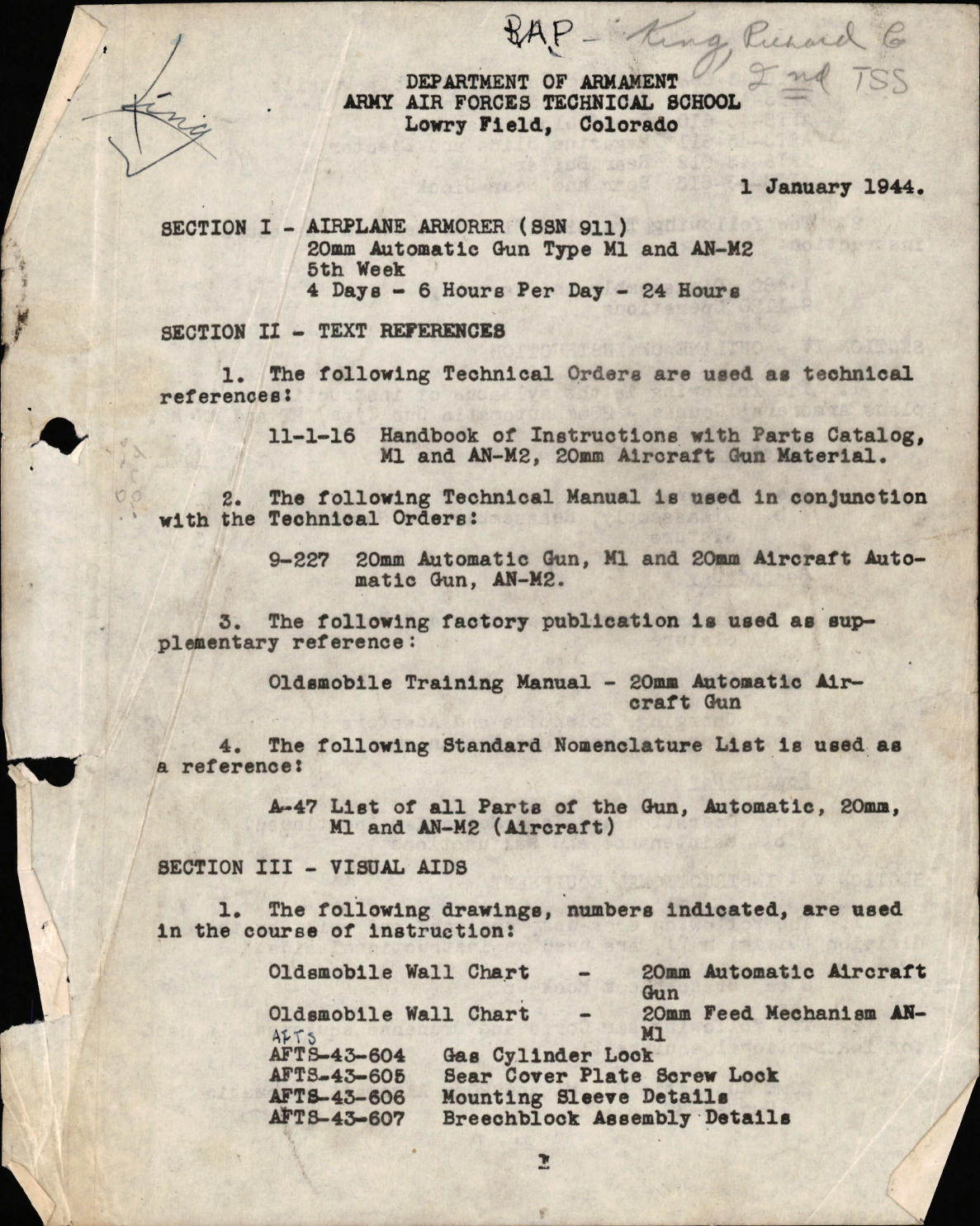 Sample page 1 from AirCorps Library document: Airplane Armorer - 20mm Automatic Gun Type M1 and AN-M2
