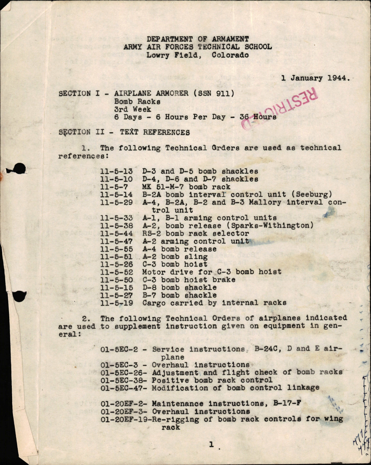 Sample page 1 from AirCorps Library document: Airplane Armorer - Bomb Racks