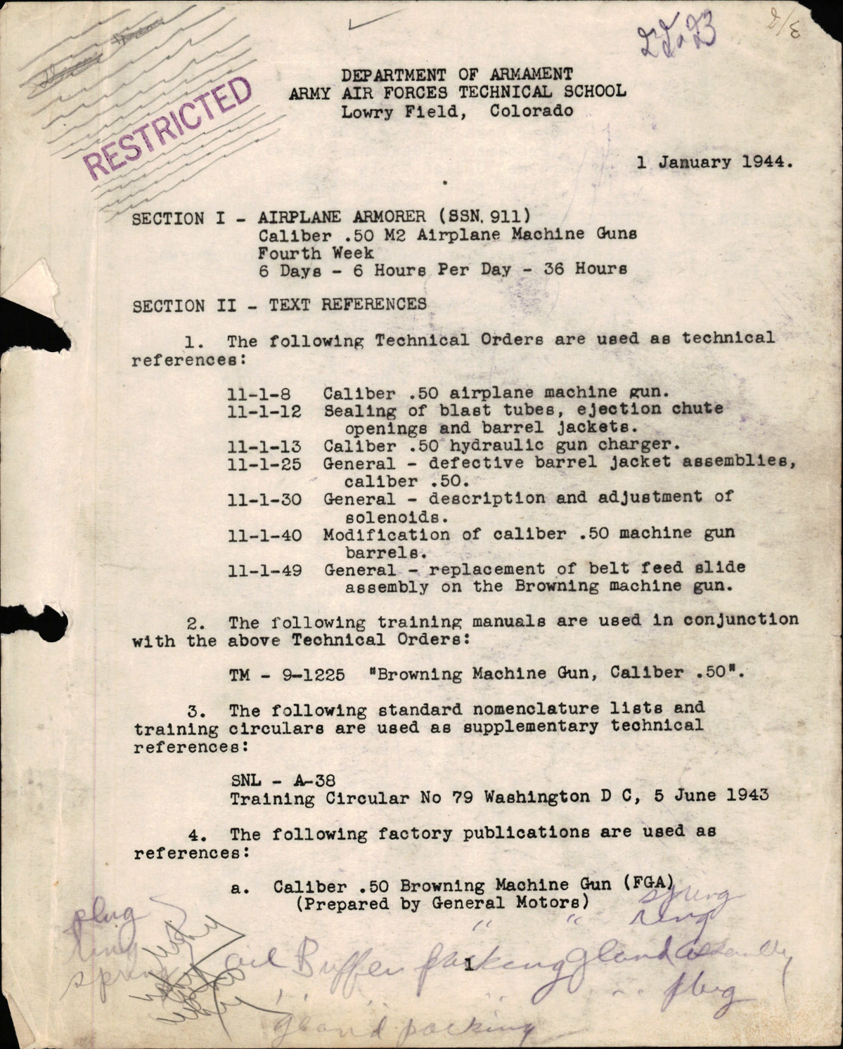 Sample page 1 from AirCorps Library document: Airplane Armorer - Caliber .50 M2 Airplane Machine Gun