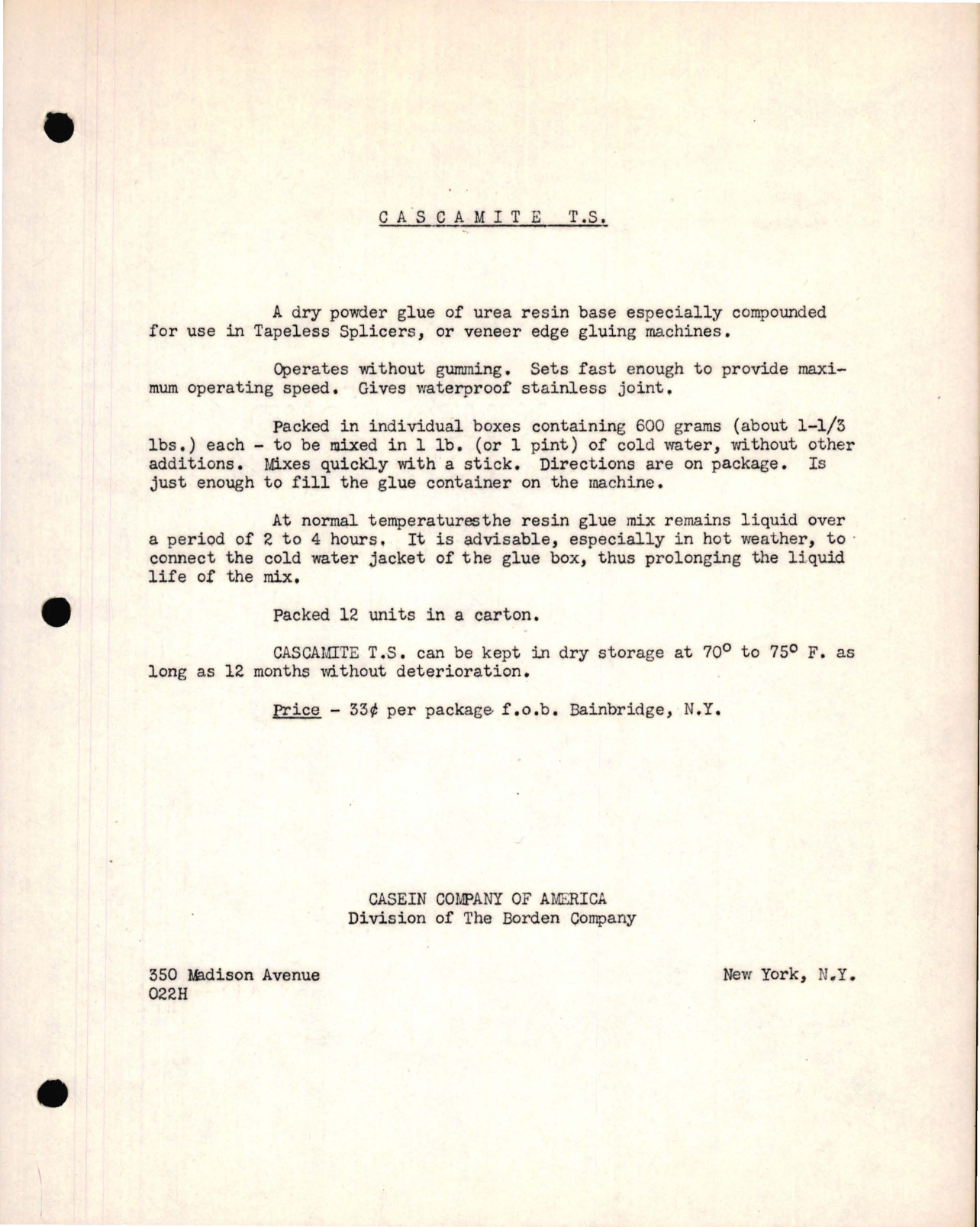 Sample page 1 from AirCorps Library document: Cascamite T.S. 