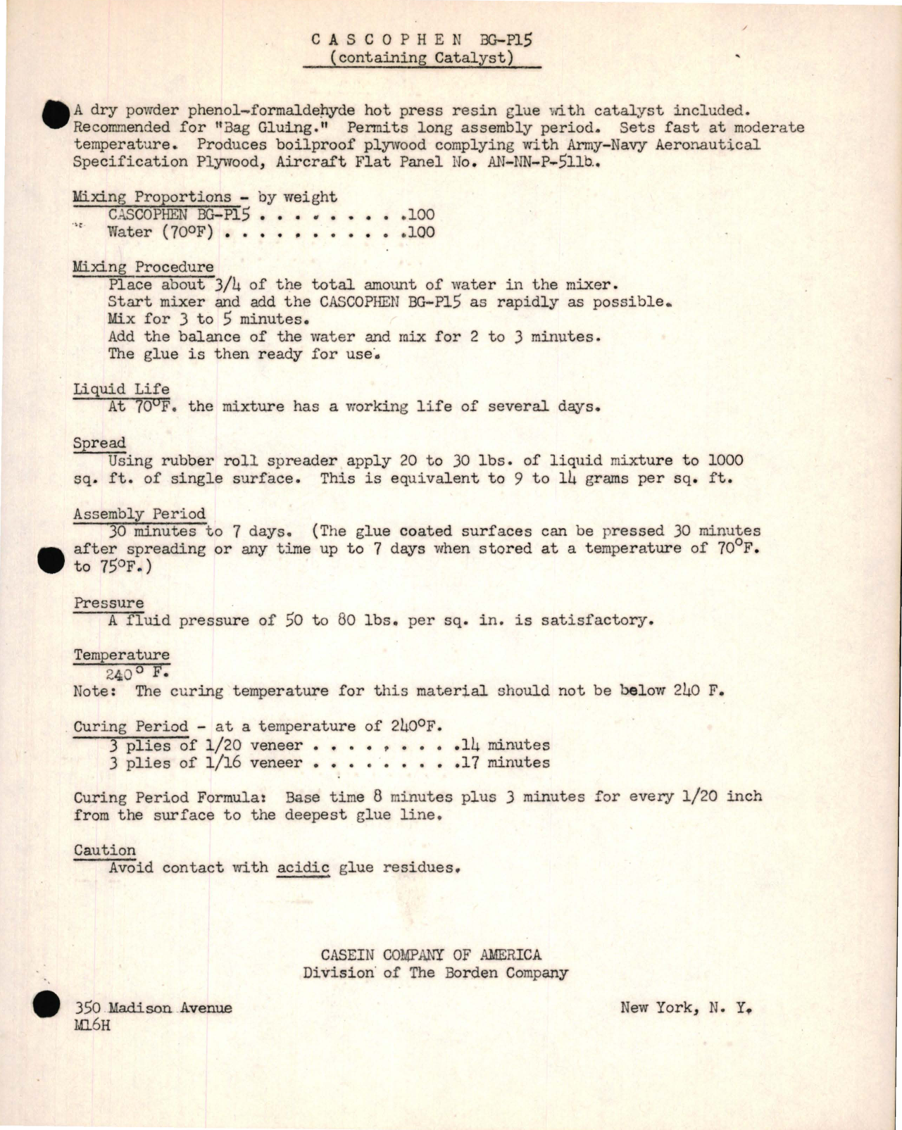 Sample page 1 from AirCorps Library document: Cascophen BG-P15 (Containing Catalyst) 