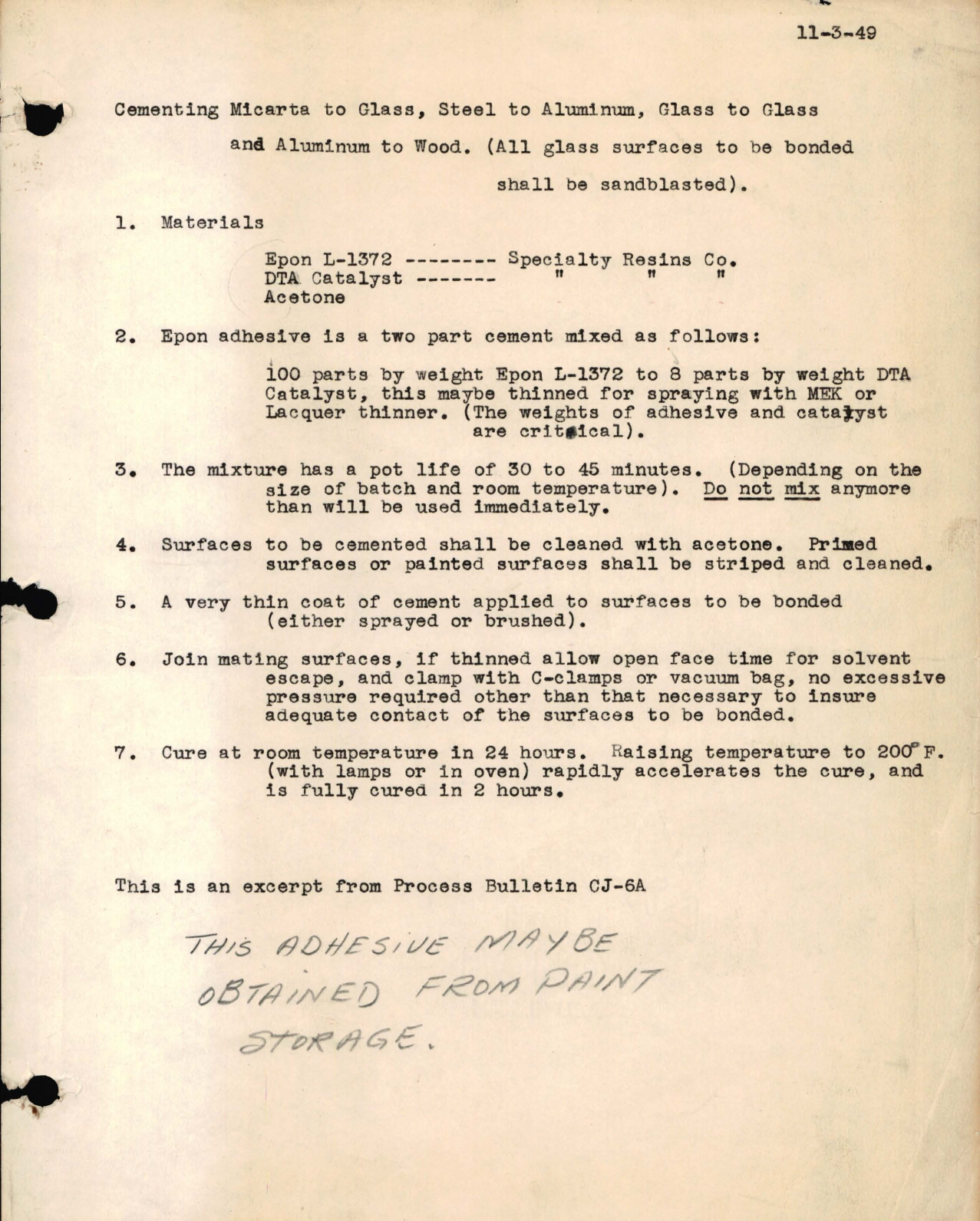 Sample page 1 from AirCorps Library document: Cementing Micarta 