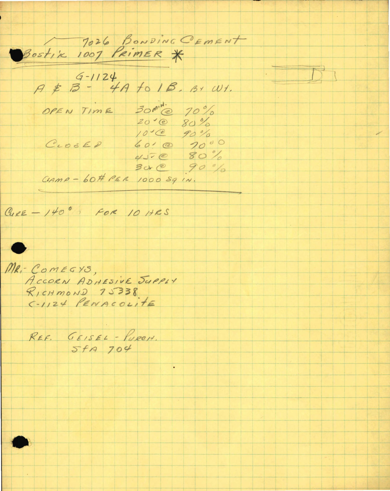 Sample page 1 from AirCorps Library document: 7026 Bonding Cement Bostik, 1007 Primer Notes