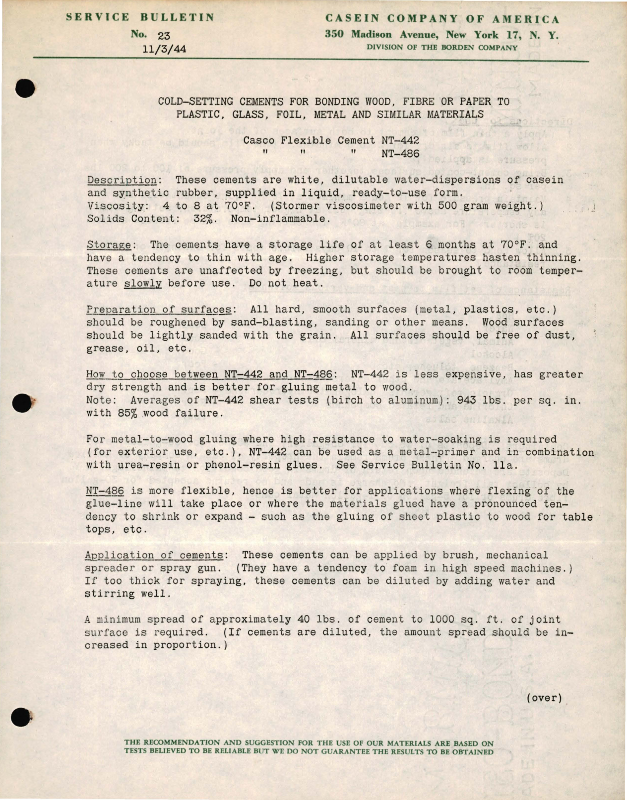 Sample page 1 from AirCorps Library document: Cold-Setting Cements for Bonding 