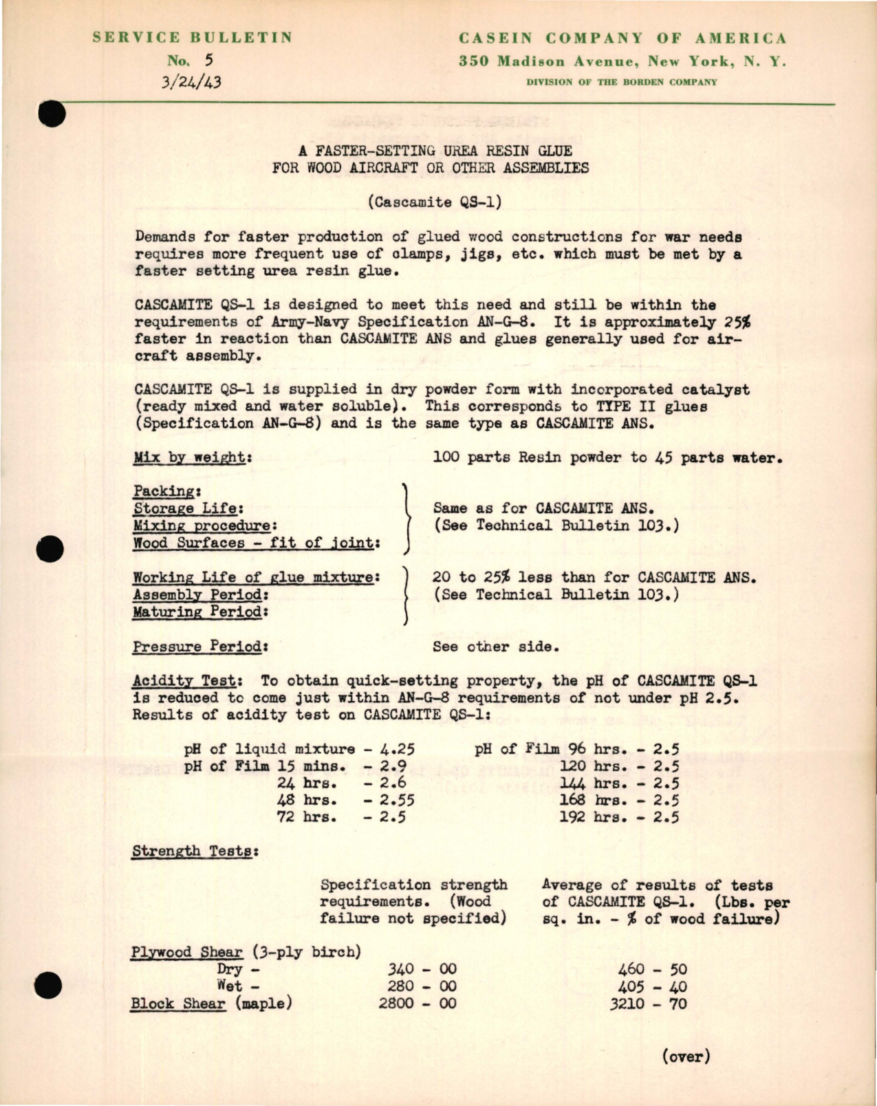 Sample page 1 from AirCorps Library document: A Faster-Setting Urea Resin Glue for Wood