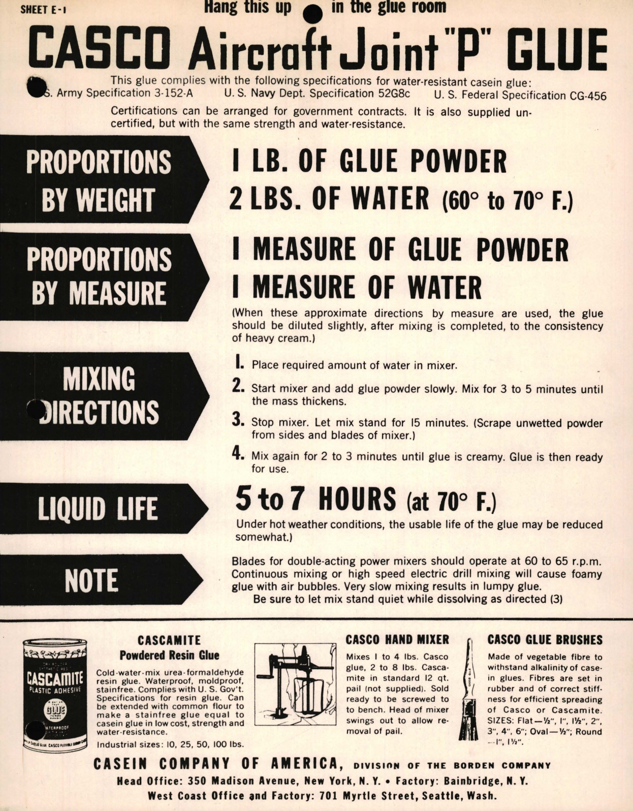 Sample page 1 from AirCorps Library document: Casco Aircraft Joint P Glue