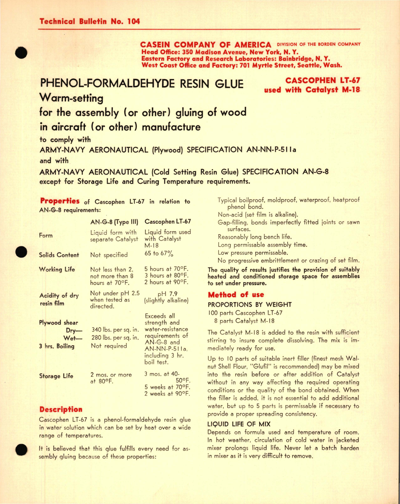 Sample page 1 from AirCorps Library document: Phenol-Formaldehyde Resin Glue