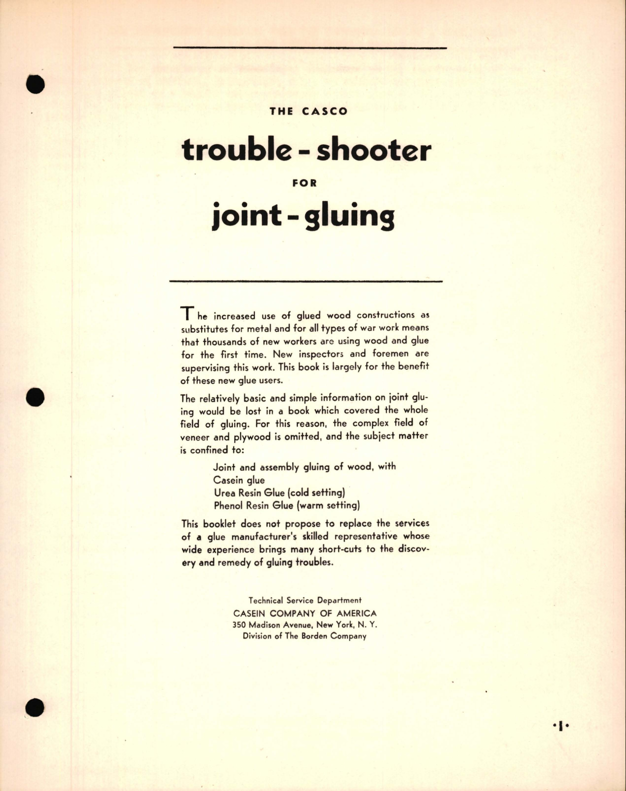 Sample page 1 from AirCorps Library document: The Casco Trouble-Shooter for Joint-Gluing